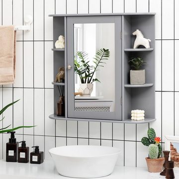 COSTWAY Spiegelschrank Badezimmerschrank mit Spiegeltür&Ablagen, hängend 65cm