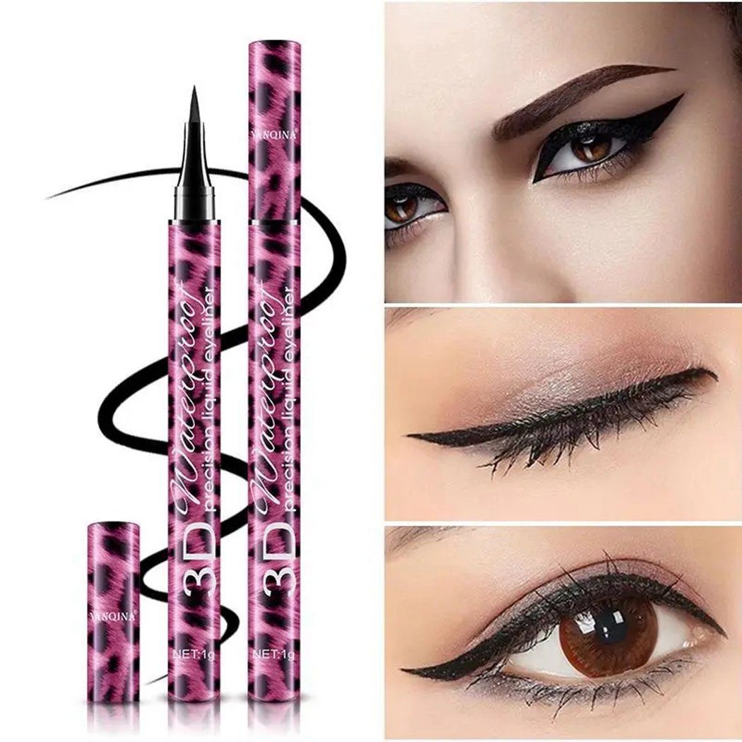 TUABUR schwarze + Wimperntusche Eyeliner Eyeliner-Stift, wasserfeste 4D-Faser-Mascaras