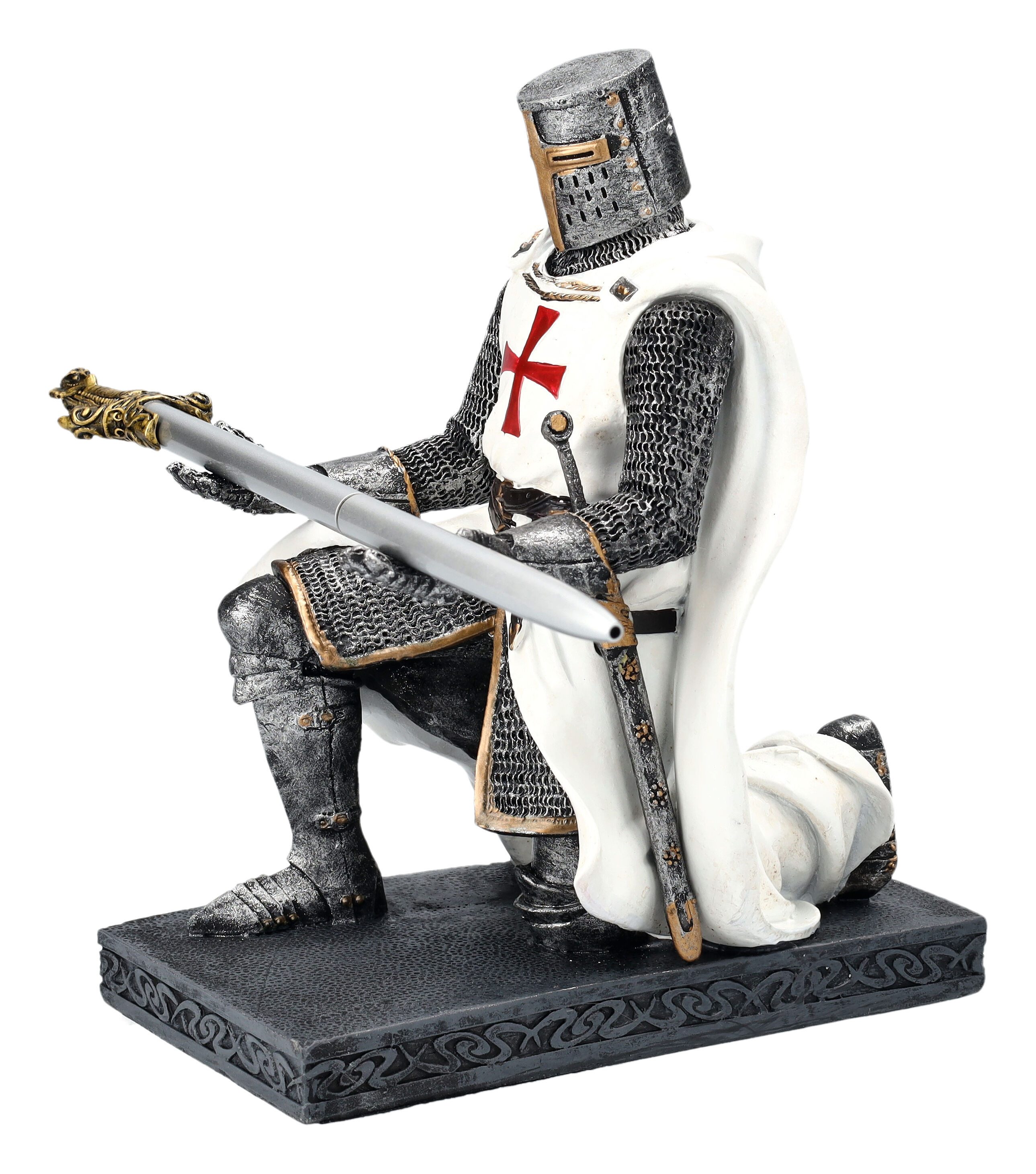 Figuren Shop GmbH Dekofigur Ritter Figur mit Kugelschreiber - Knight's Oath Stifthalter