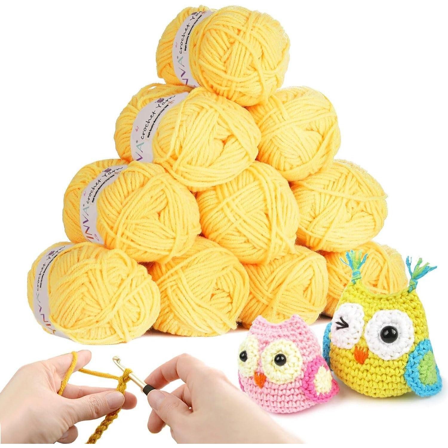 LuxusKollektion Häkelgarn 10x25g Acryl Gelb Häkeln Stricken Anfänger Gelber Mais Häkelwolle