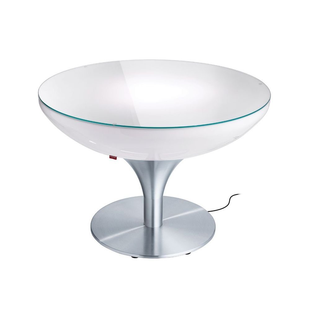 Moree Dekolicht Lounge Table Outdoor 55cm Alu-Gebürstet, Weiß, Transluzent
