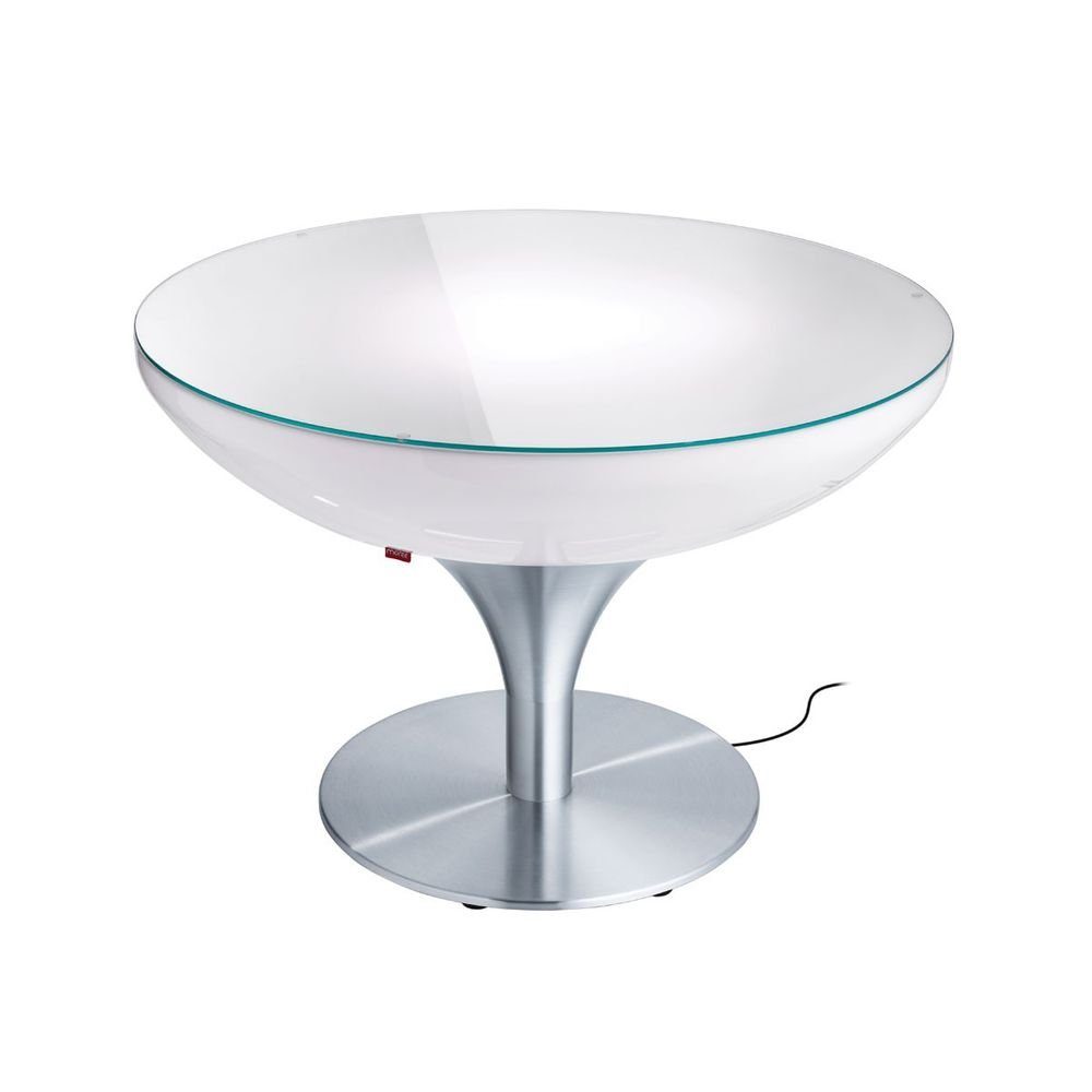 Outdoor Transluzent 55cm Alu-Gebürstet, Lounge Dekolicht Table Moree Weiß,