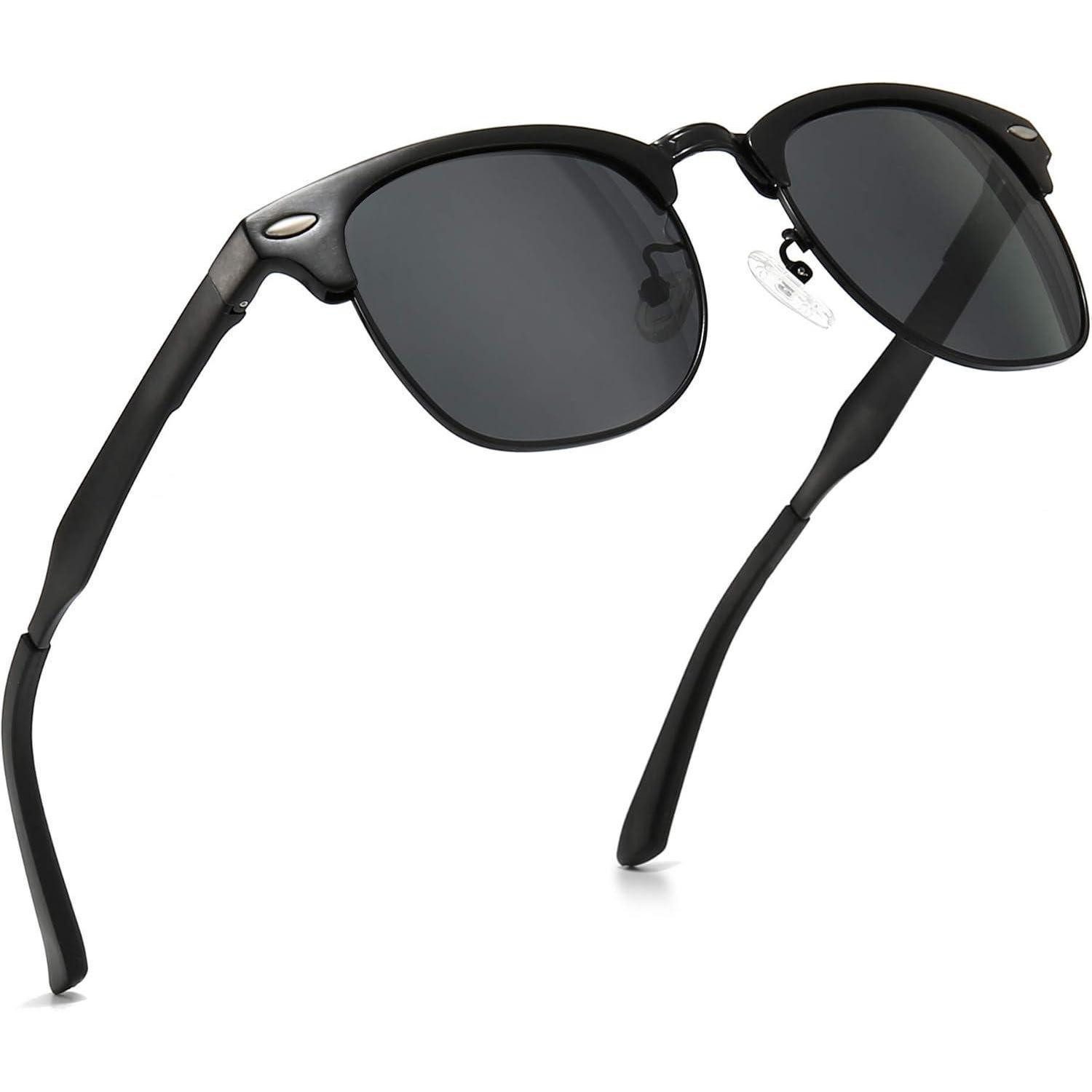 LuxusKollektion Retrosonnenbrille Sonnenbrille Polarisierte Halbrandlos UV Schwarz Rahmen Graue Linse (1-St)