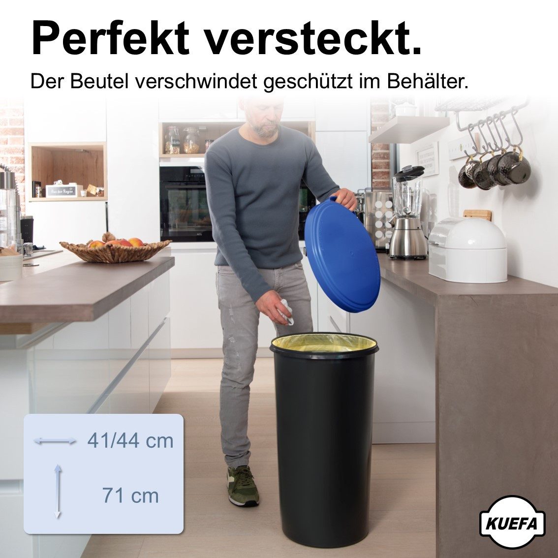 KUEFA Müllsackständer VLC 60L Mülleimer Gelber Sack, inkl. Klemm-Ring, Geruchsdicht – Bild 5 von 5