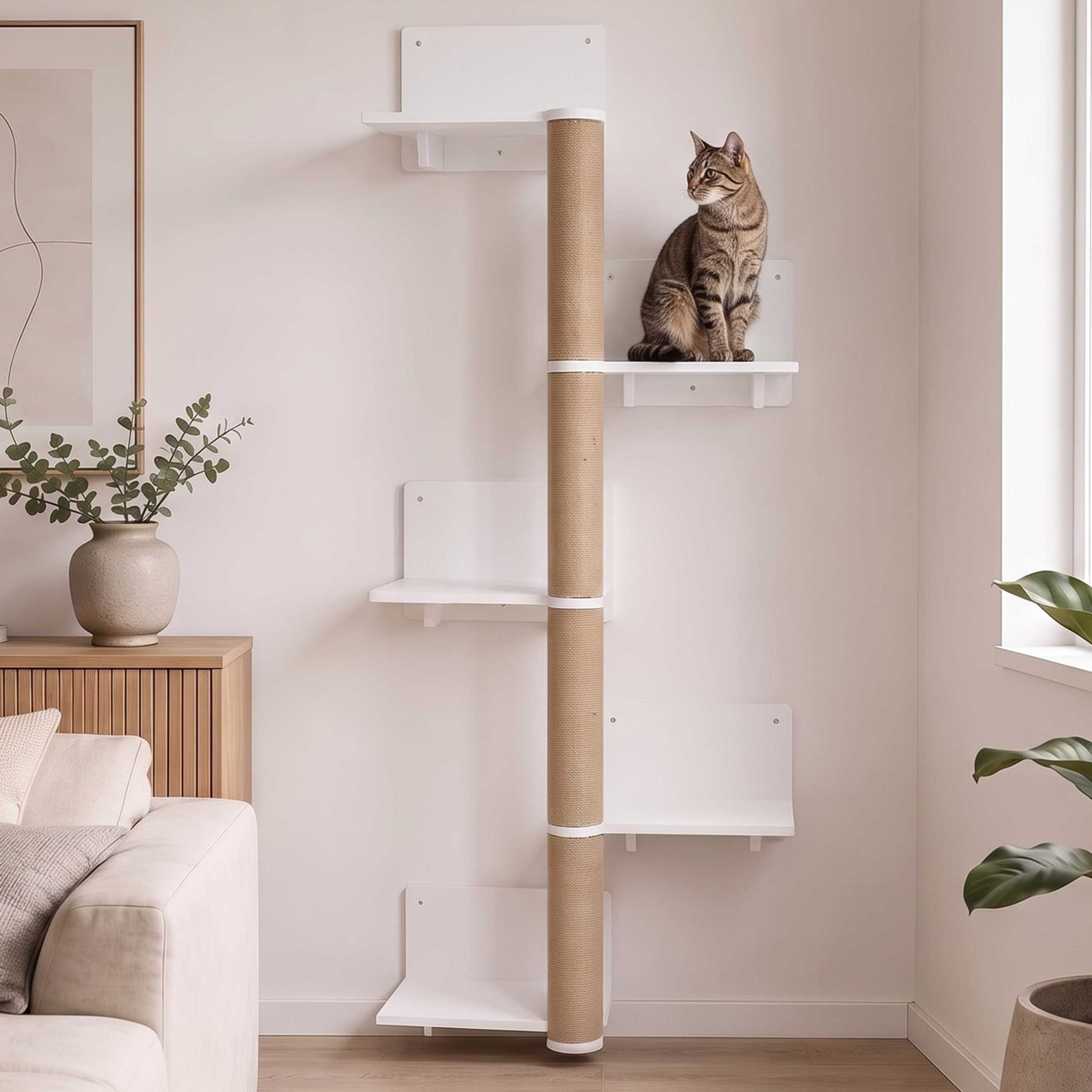 MCW Katzen-Wandregal MCW-Q58, Zeitloses Design, platzsparende Wandmontage, stabile Verarbeitung