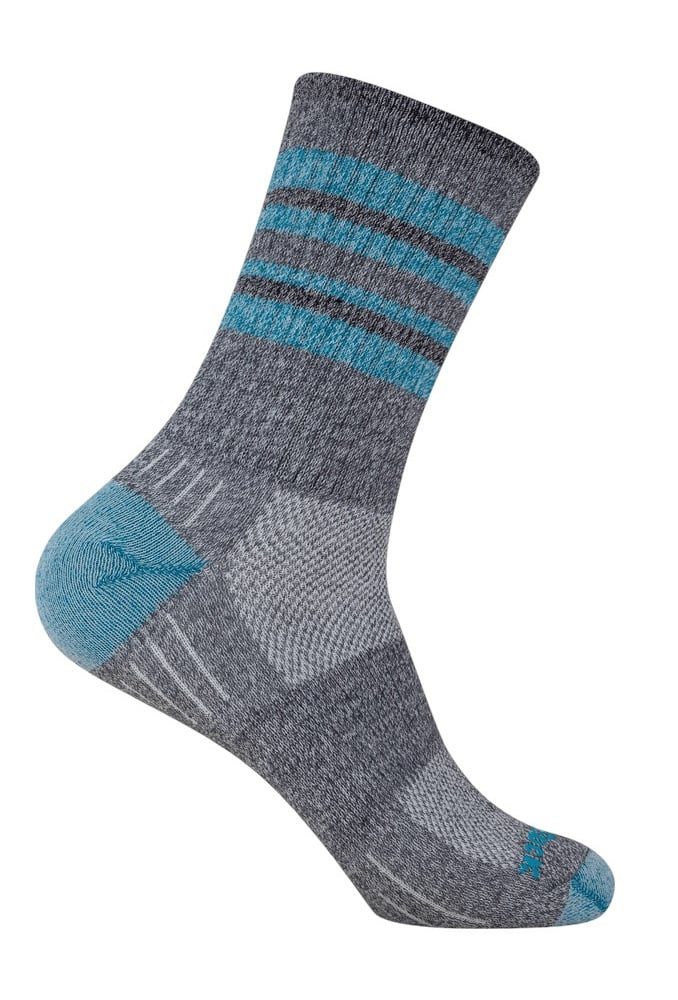 Wrightsock Wandersocken Crew Escape (extra Frottee-Polsterung, mitteldick) grau/türkis