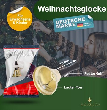 Weihnachtswunder® Kostüm 2x Weihnachtsglocke - Nikolausglocke Gold - Nikolaus Kostüm Accessoire, Lauter Ton