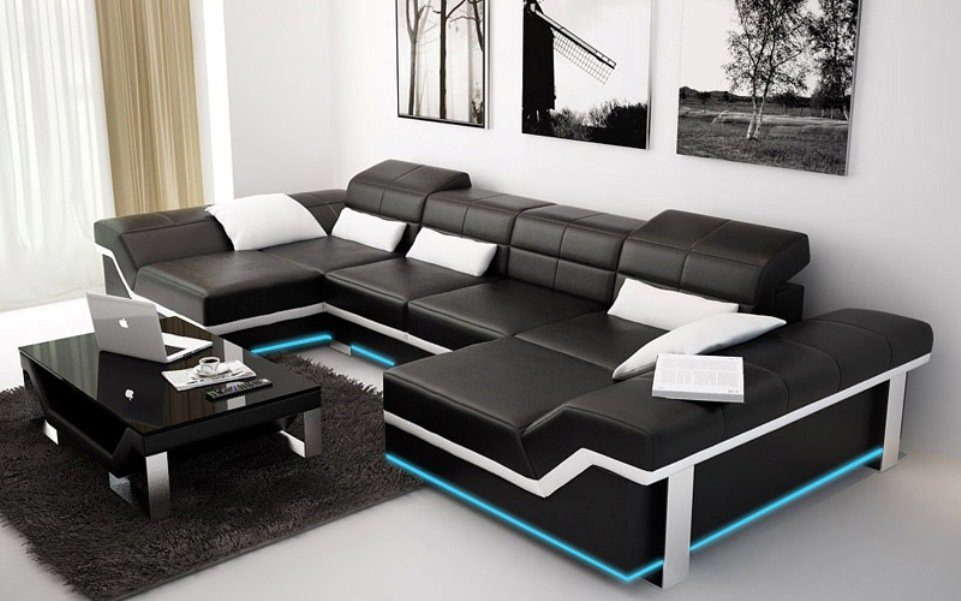 JVmoebel Ecksofa, Ledersofa Sofa Design Modern Wohnlandschaft Couch Ecksofa Sofa