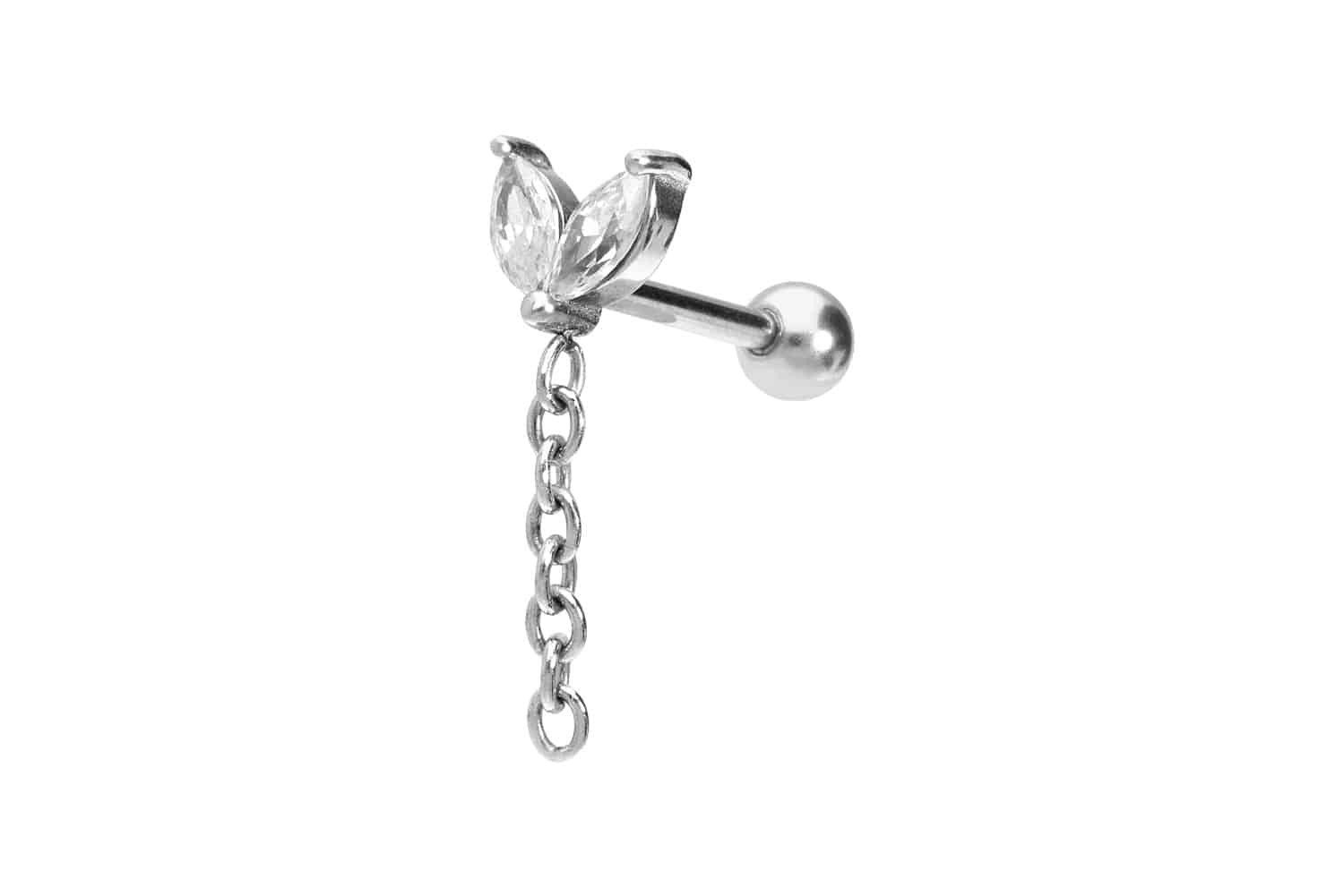 Piercing-Set Chirurgenstahl Ohrpiercing KNOSPE + KETTE