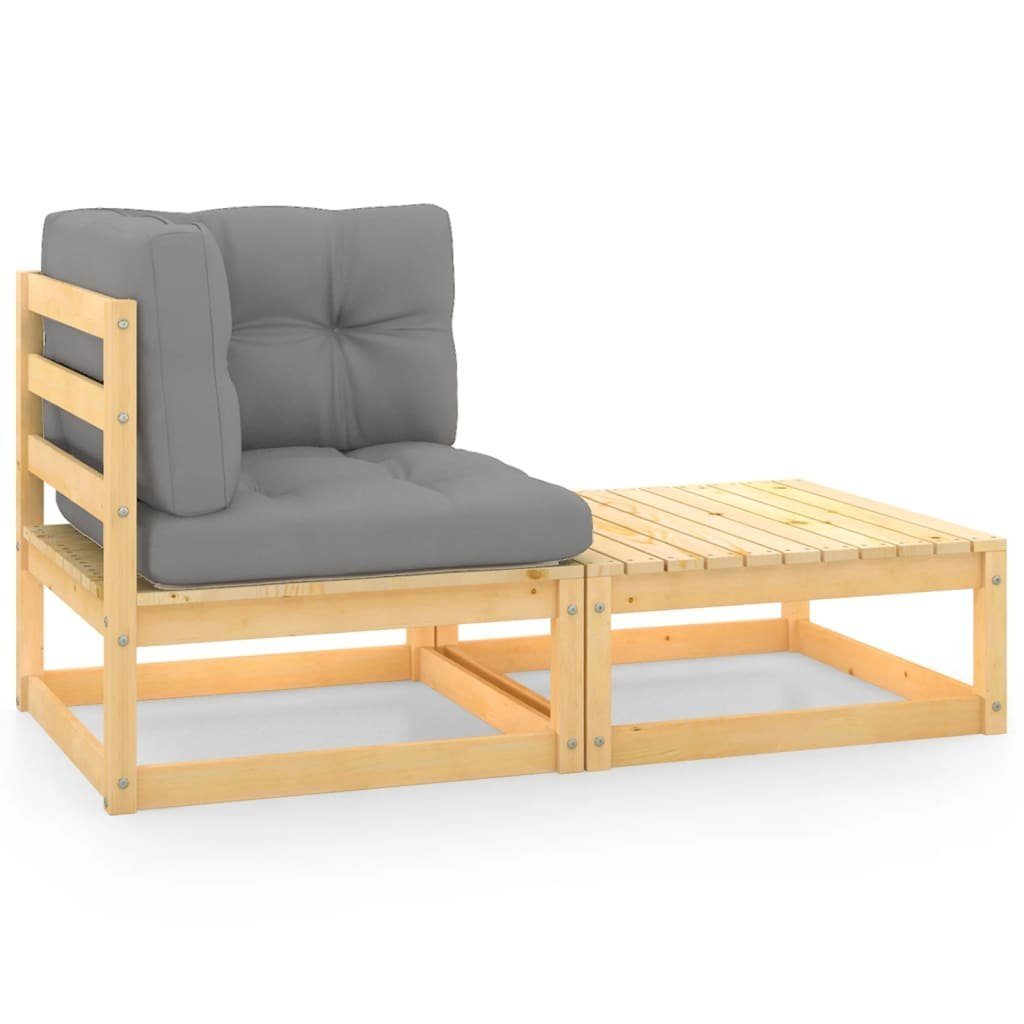 vidaXL Kiefer Loungesofa mit Kissen Massivholz, Garten-Lounge-Set 2-tlg. 1 Teile