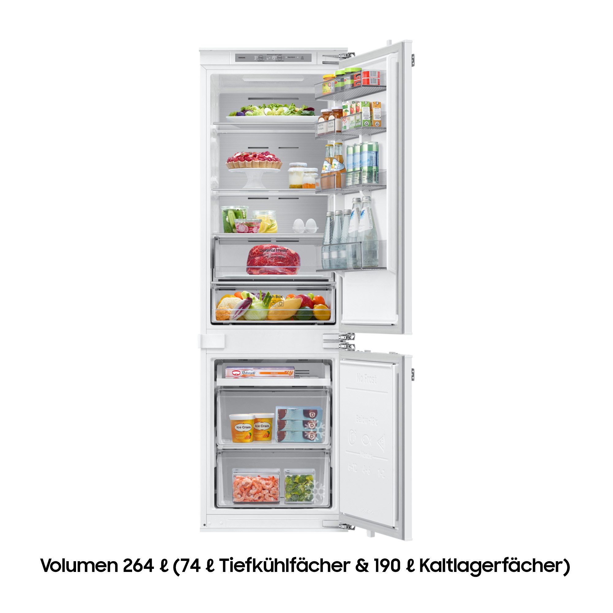 Samsung Einbaukühlgefrierkombination BRB8OF BRB80F26BDFO, 177,5 cm hoch, 54 cm breit, Twin Cooling Plusᵀᴹ ‑ Verlängert Frische und Geschmack