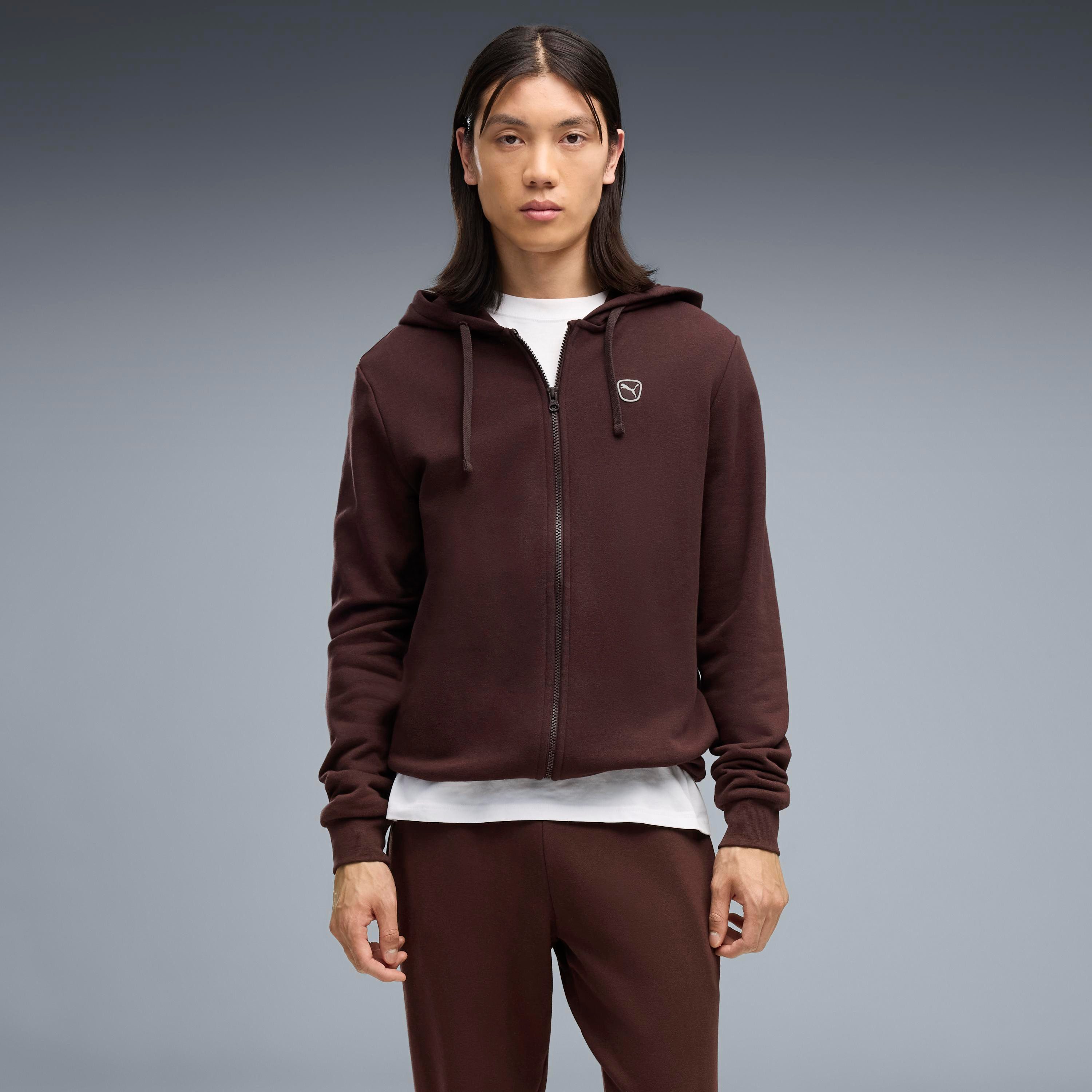 PUMA Trainingsanzug ESS ELEVATED SUIT FL (2-tlg), mit Kapuze und Stehkragen, aus Baumwolle