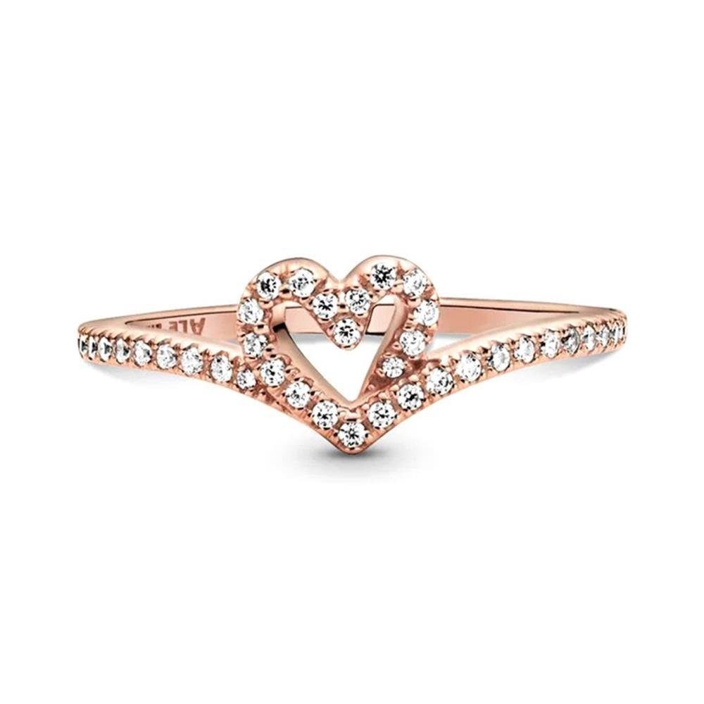 Pandora Fingerring PANDORA Damenring Herz mit Zirkonia, rosé