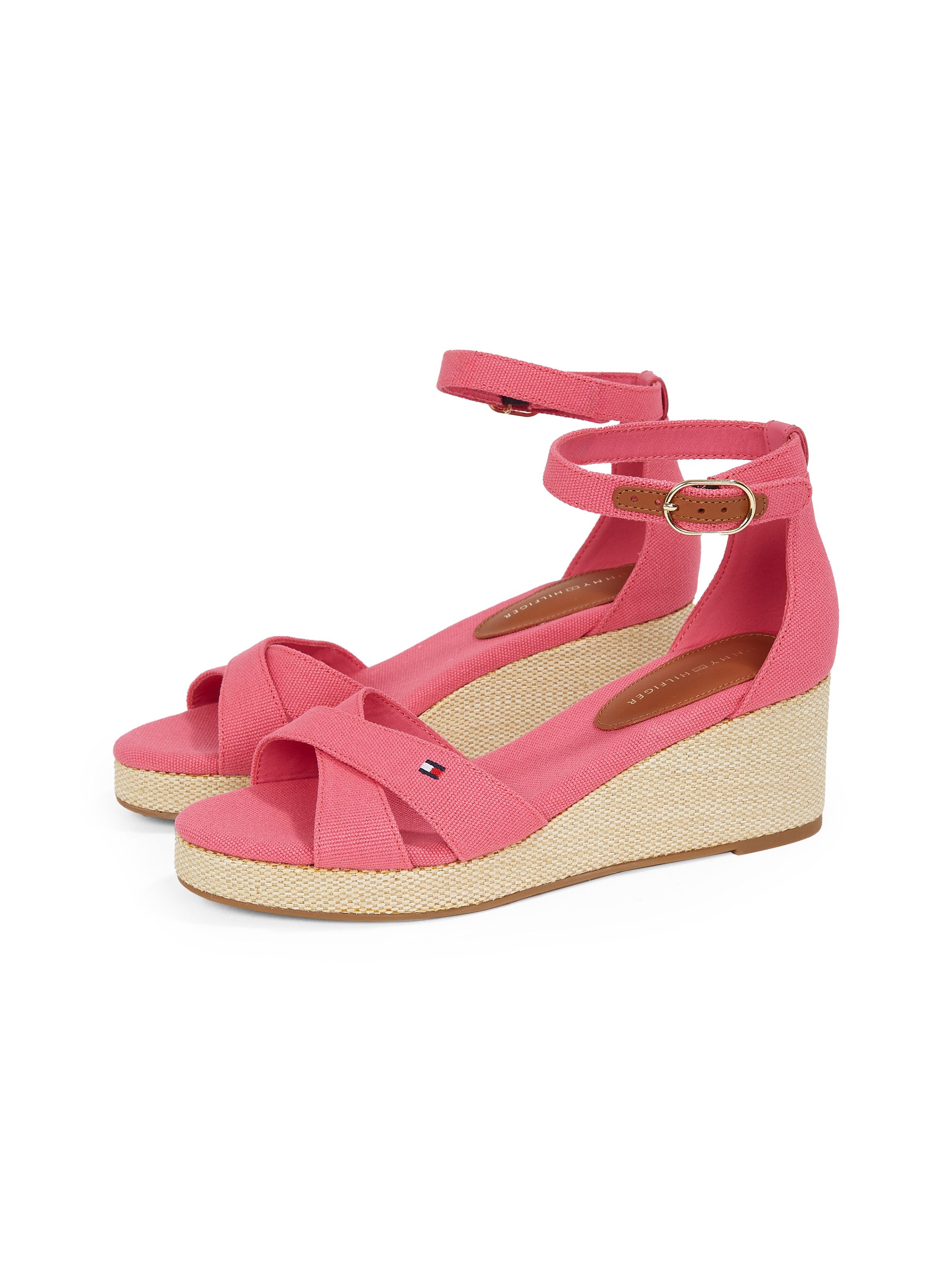 Tommy Hilfiger FLAG CRISS-CROS MID WEDGE ESPAD Keilsandalette, Riemchensandale, Sommerschuh mit verstellbarer Schnalle