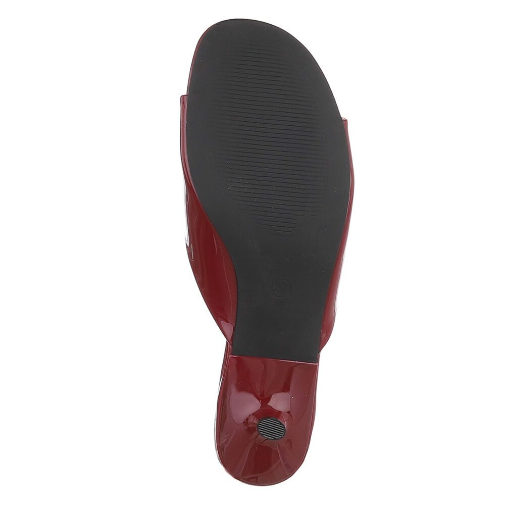 Ital-Design Damen Pantolette mit Kitten Heel und offenem Design Pantolette (91895708) Pfennig-/Stilettoabsatz Pantoletten in Bordeaux