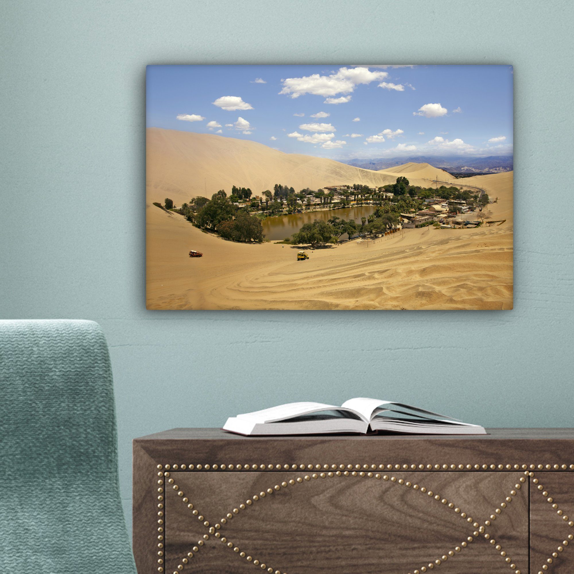 Wanddeko, Leinwandbild Aufhängefertig, Leinwandbilder, 30x20 Wüste, Oase St), cm der inmitten (1 Wandbild OneMillionCanvasses®
