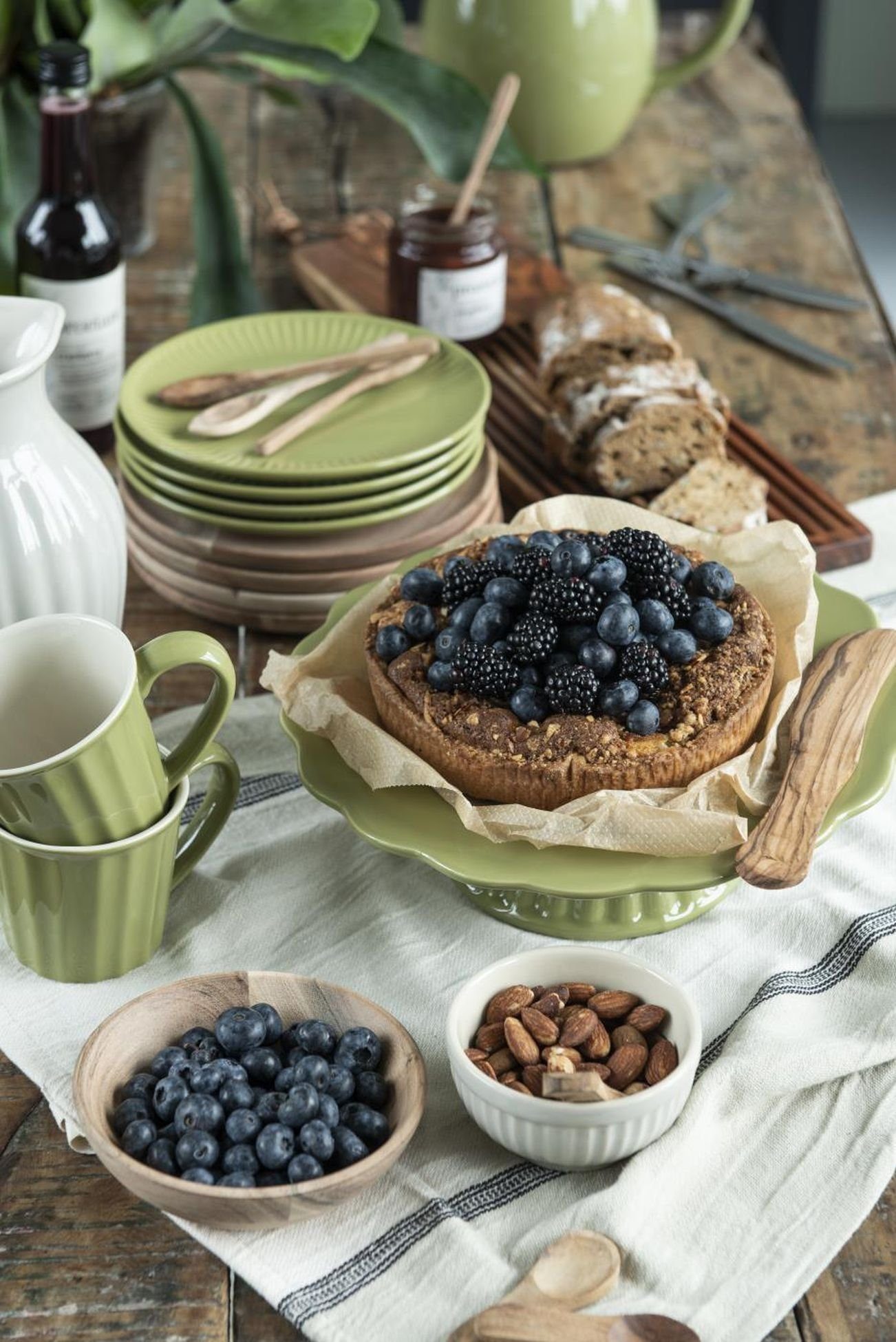 Ib Laursen Tortenplatte Tortenplatte Kuchenplatte Fuß Mynte Keramik Herbal Green Grün Ib, Keramik
