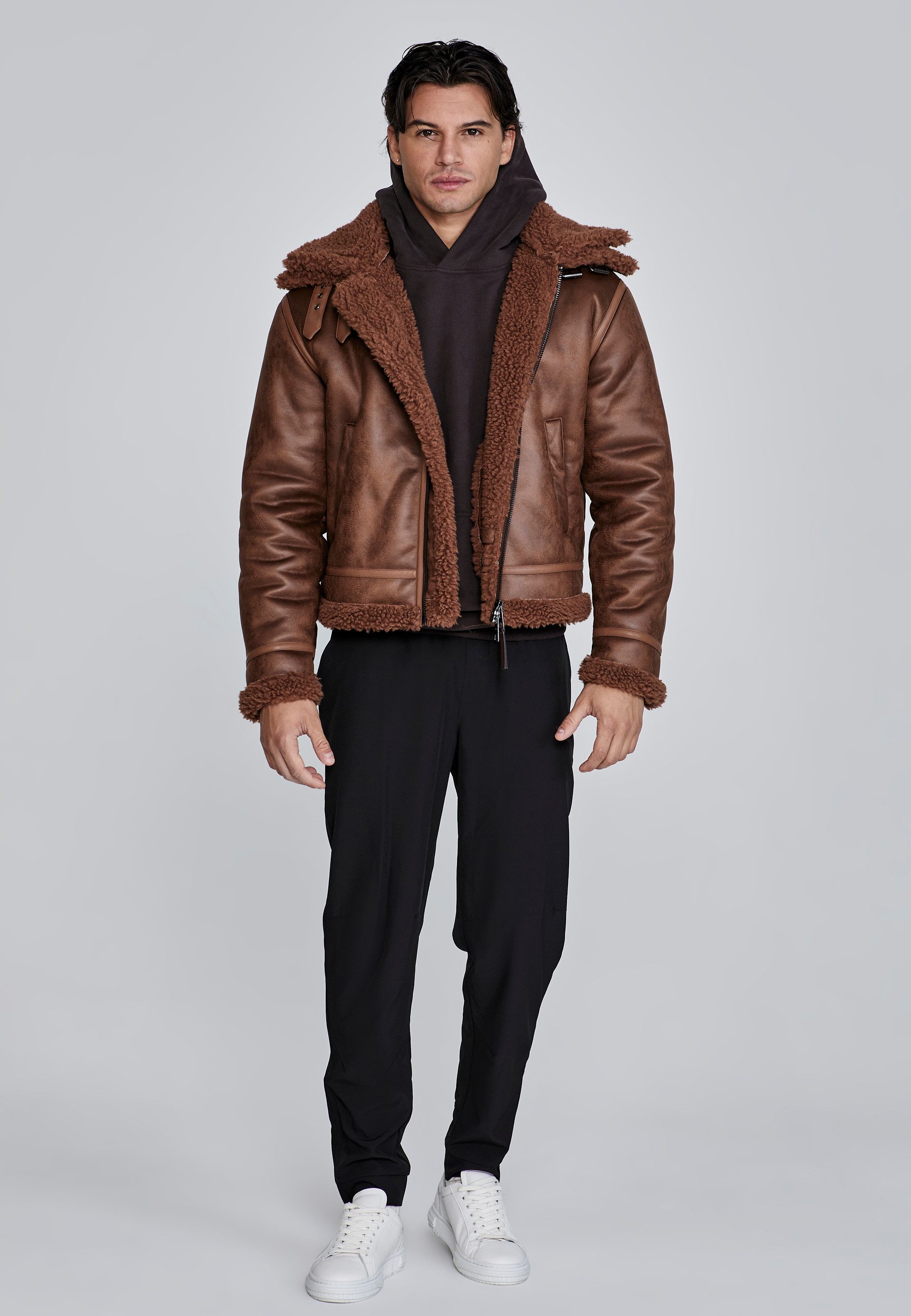 Siksilk Jackett SikSilk Herren Braune Fliegerjacke