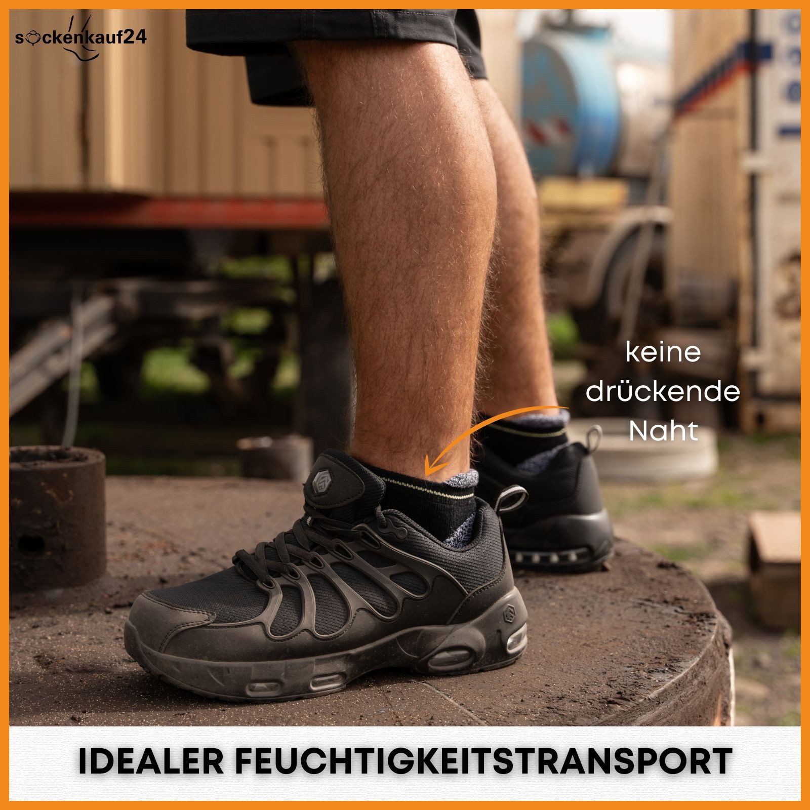 sockenkauf24 Arbeitssocken Herren kurze Socken Sneaker Arbeitssocken atmungsaktiv mit Lasche (6er-Pack) Vollfrottee verstärkte Belastungszonen