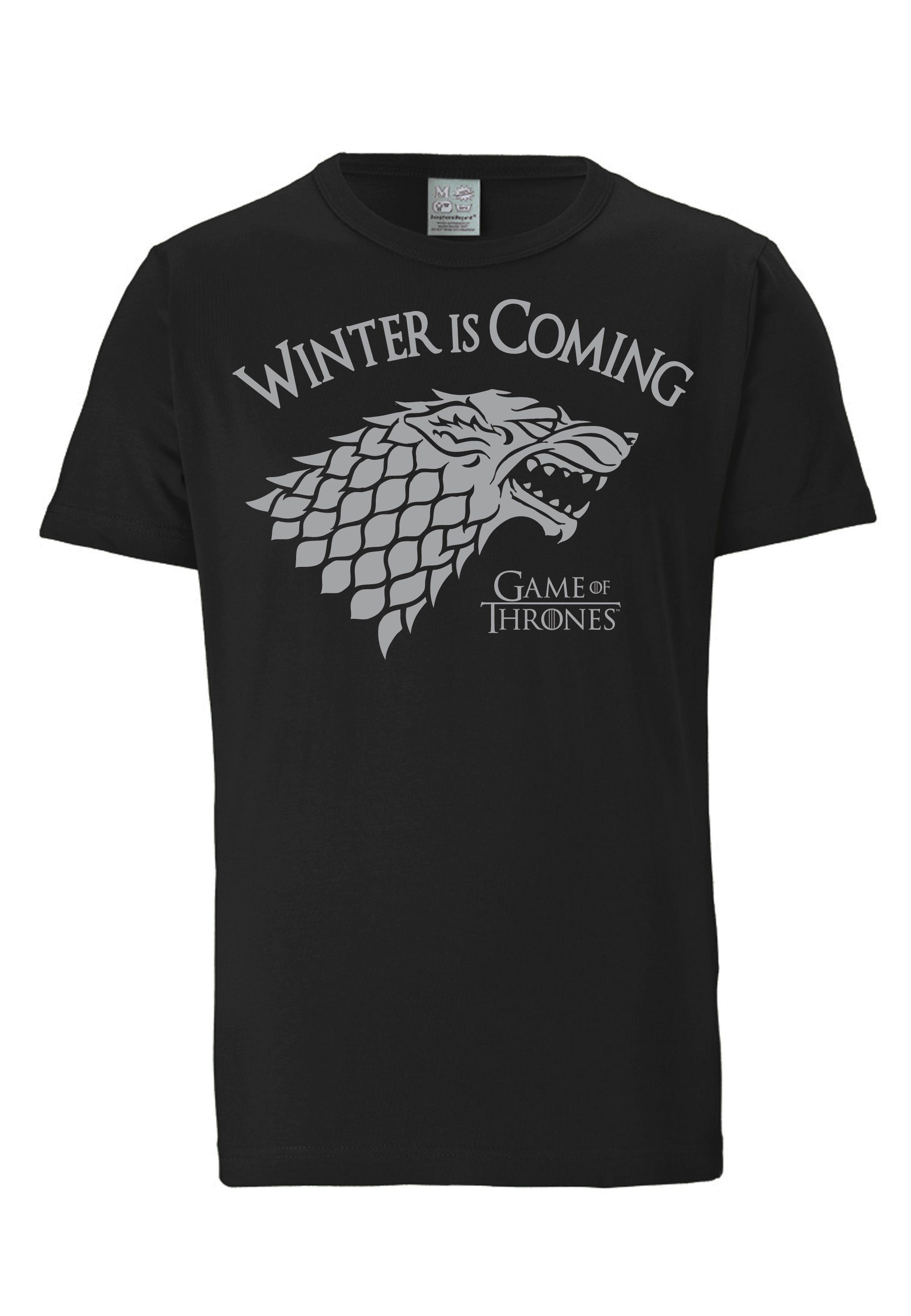 of Winter Is - LOGOSHIRT Schattenwolf-Print Coming Thrones mit Game T-Shirt