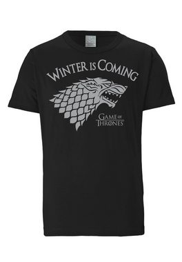 LOGOSHIRT T-Shirt Game of Thrones - Winter Is Coming mit Schattenwolf-Print