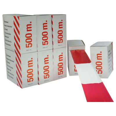 BauSupermarkt24 Hinweisschild Folien-Absperrband 500 m x 80mm rot-weiß geblockt Abrollbox