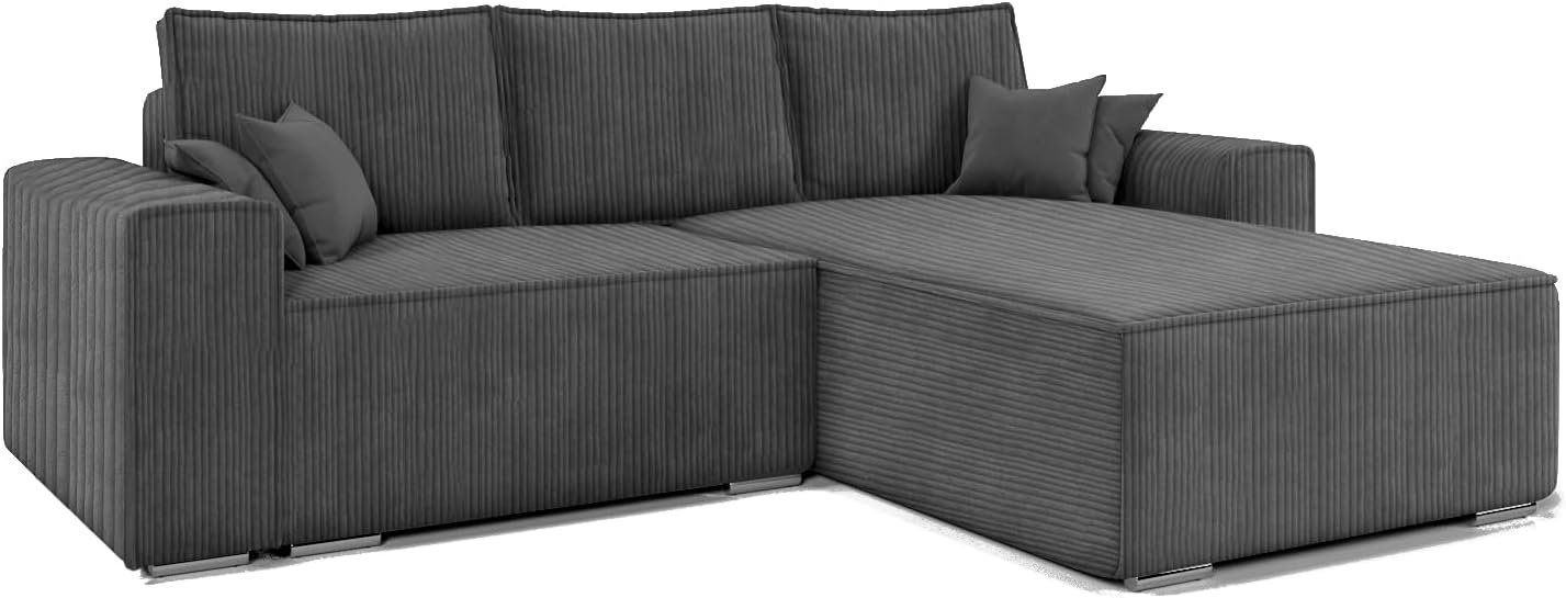 MOEBLO Ecksofa ERNO II, Ecksofa aus Cordstoff, Couch für Wohnzimmer, Schlafsofa Sofagarnitur Sofa Eckcouch L-Form, mit Schlaffunktion und Bettkasten