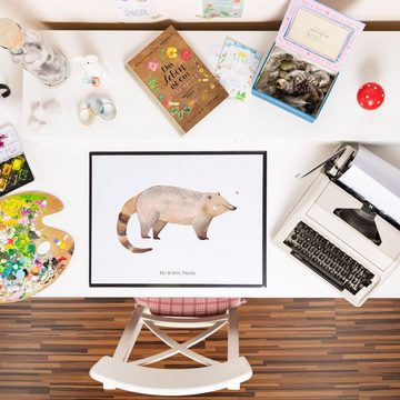 Mr. & Mrs. Panda Schreibtischunterlage Nasenbär - Weiß - Geschenk, Tiere, Nasenbären, Bürobedarf, Schreibunt, (1 tlg)