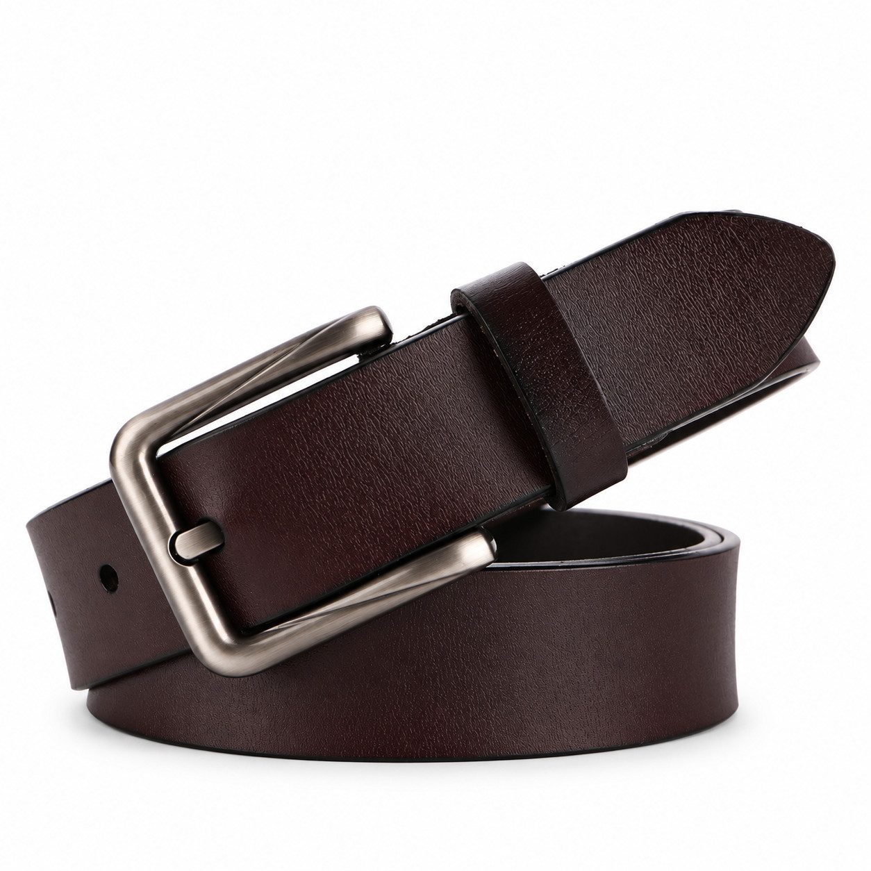 Fyrove Ledergürtel Damengürtel Hüftgürtel Dornschließe – 105 cm, braun, verstellbar (elegant & minimalistisch) für Büro, Alltag & festliche Anlässe, Herbst/Winter, modern