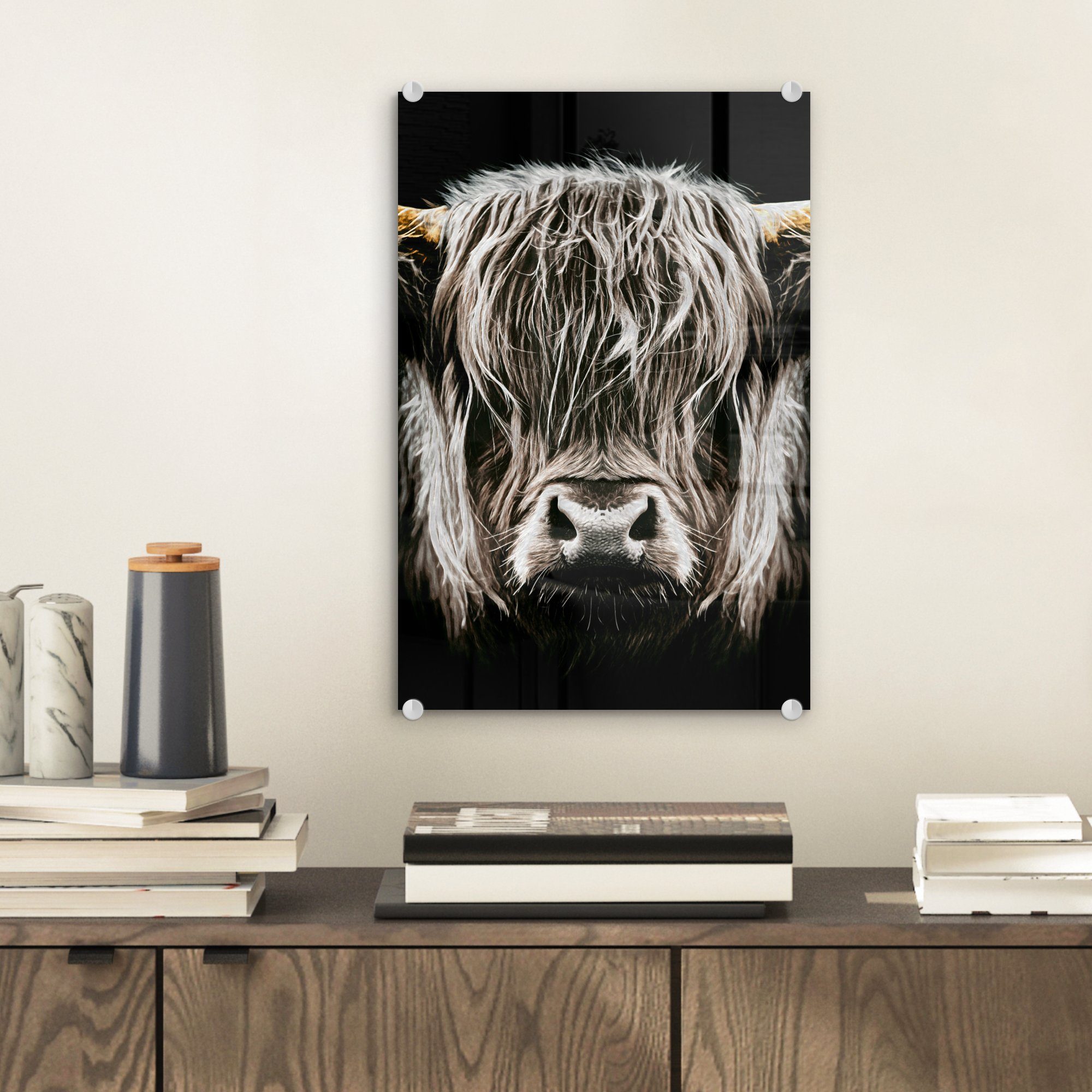 MuchoWow Acrylglasbild Schottischer Highlander - Gold günstig online kaufen