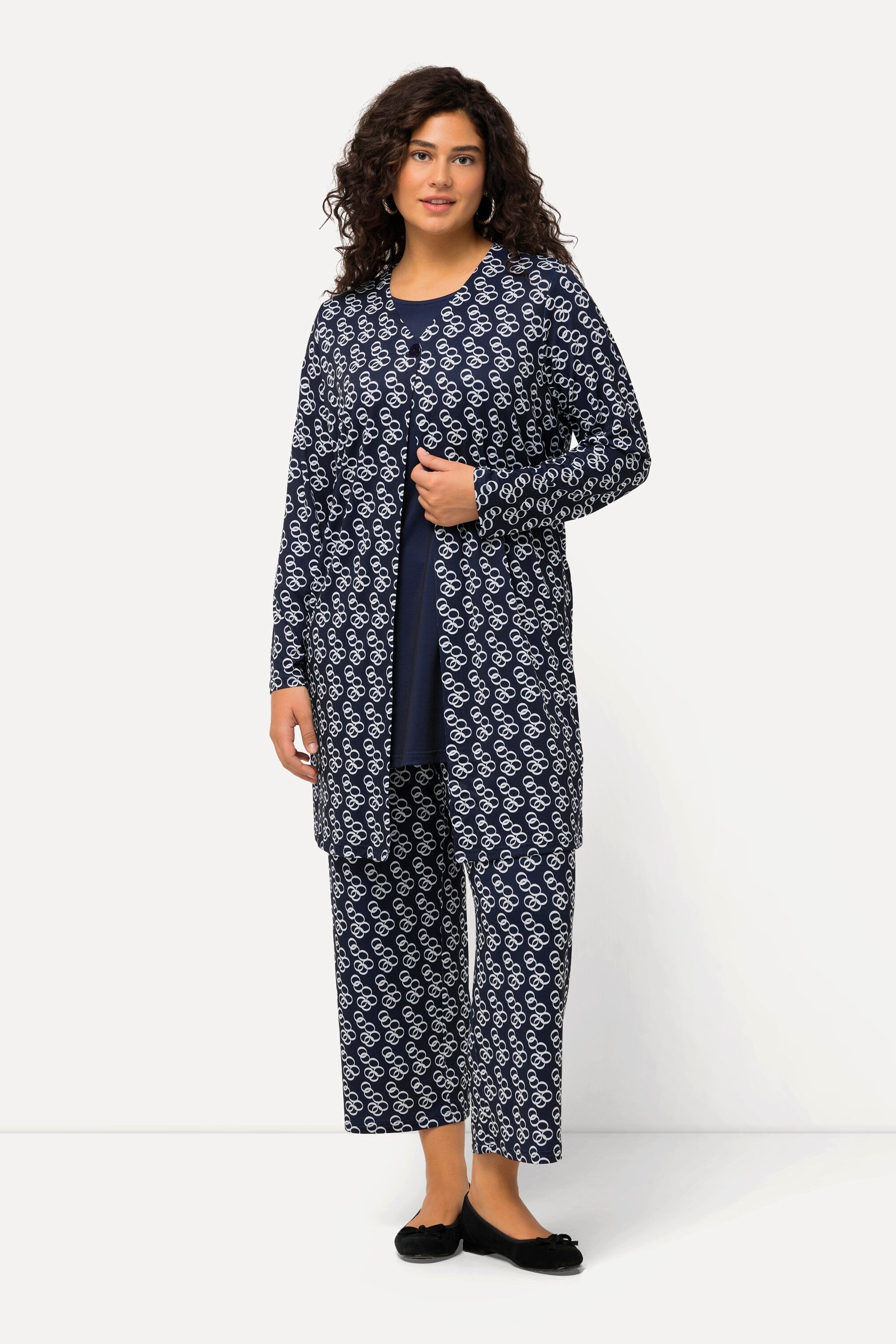 Ulla Popken Longshirt Jerseyjacke Ringmuster A-Linie günstig online kaufen