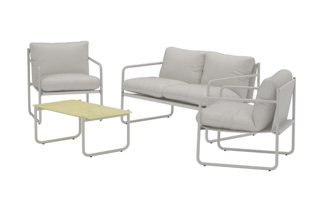 ebuy24 Gartenlounge-Sessel Thassos Sofaset grau.