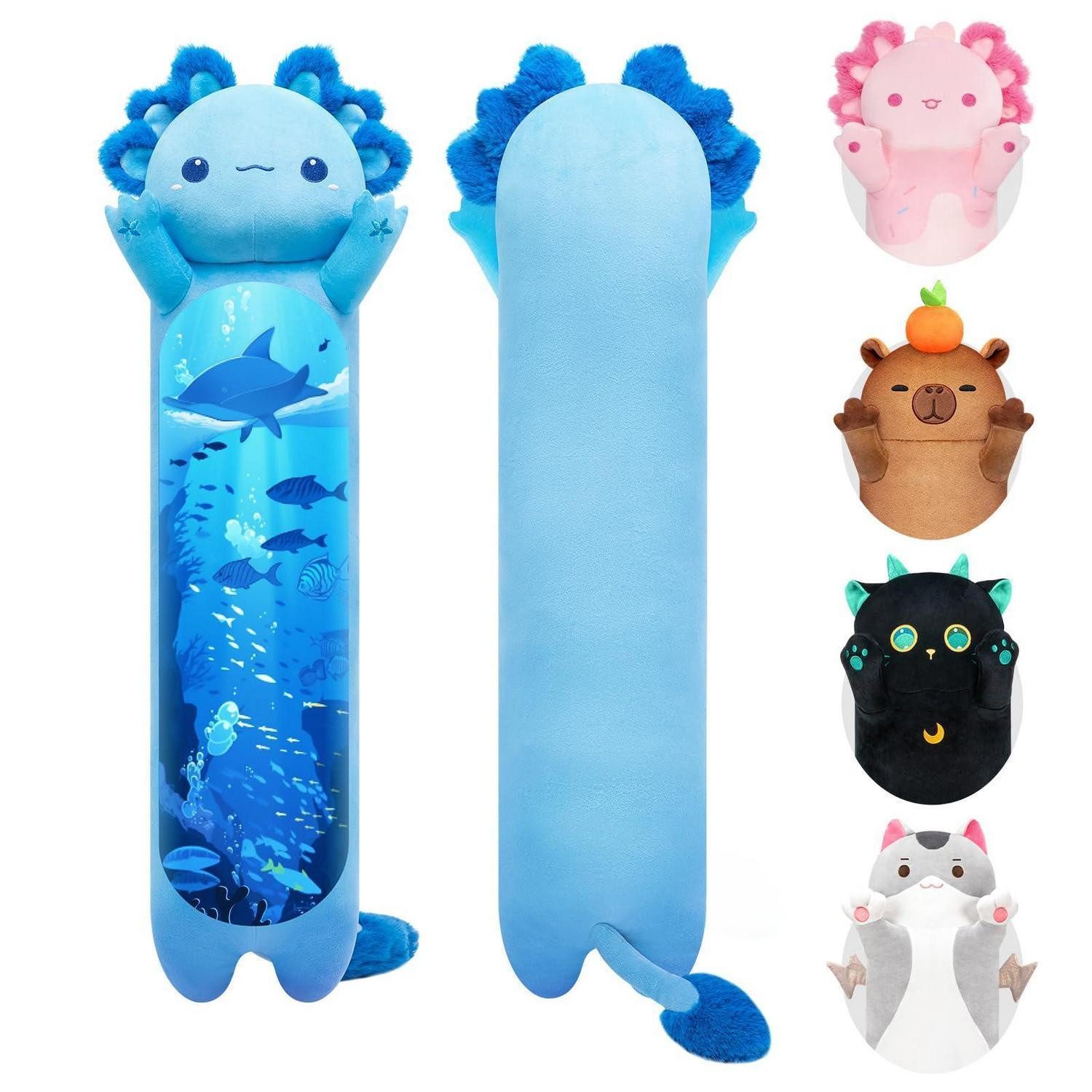 LuxusKollektion Kuscheltier Kissen Axolotl Salamander Plüschtier Geschenk Blaues Axolotl 50 CM