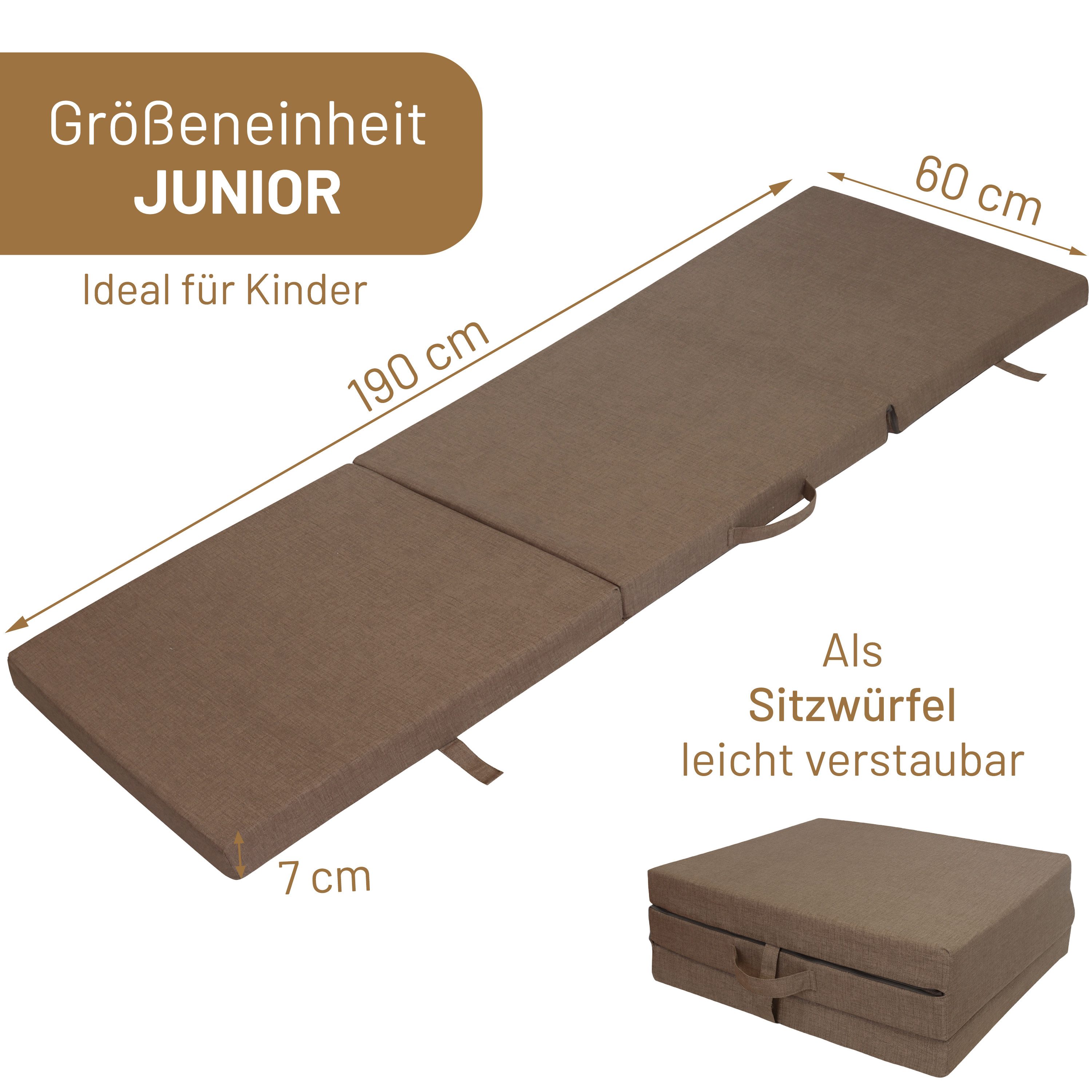 Klappmatratze Faltmatratze Gästebett Junior, RelaxXL, 7 cm hoch, 190x60x7cm (Junior)