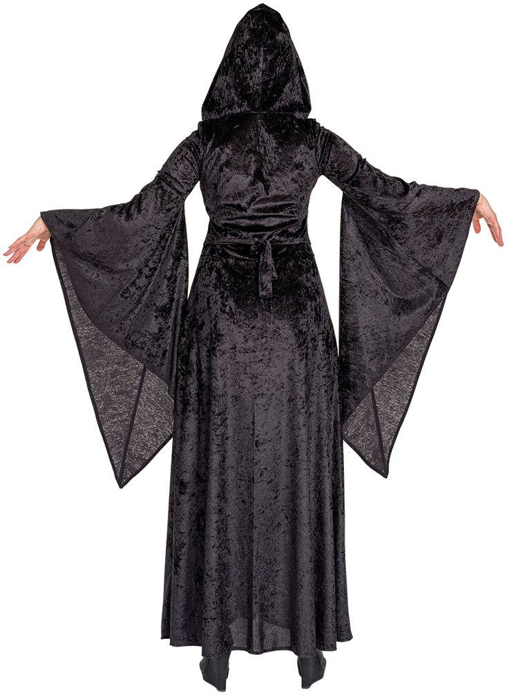 Karneval-Klamotten Zauberer-Kostüm Zaubererin Damen Magierin Kapuzenkleid, Halloween Märchen Damenkostüm