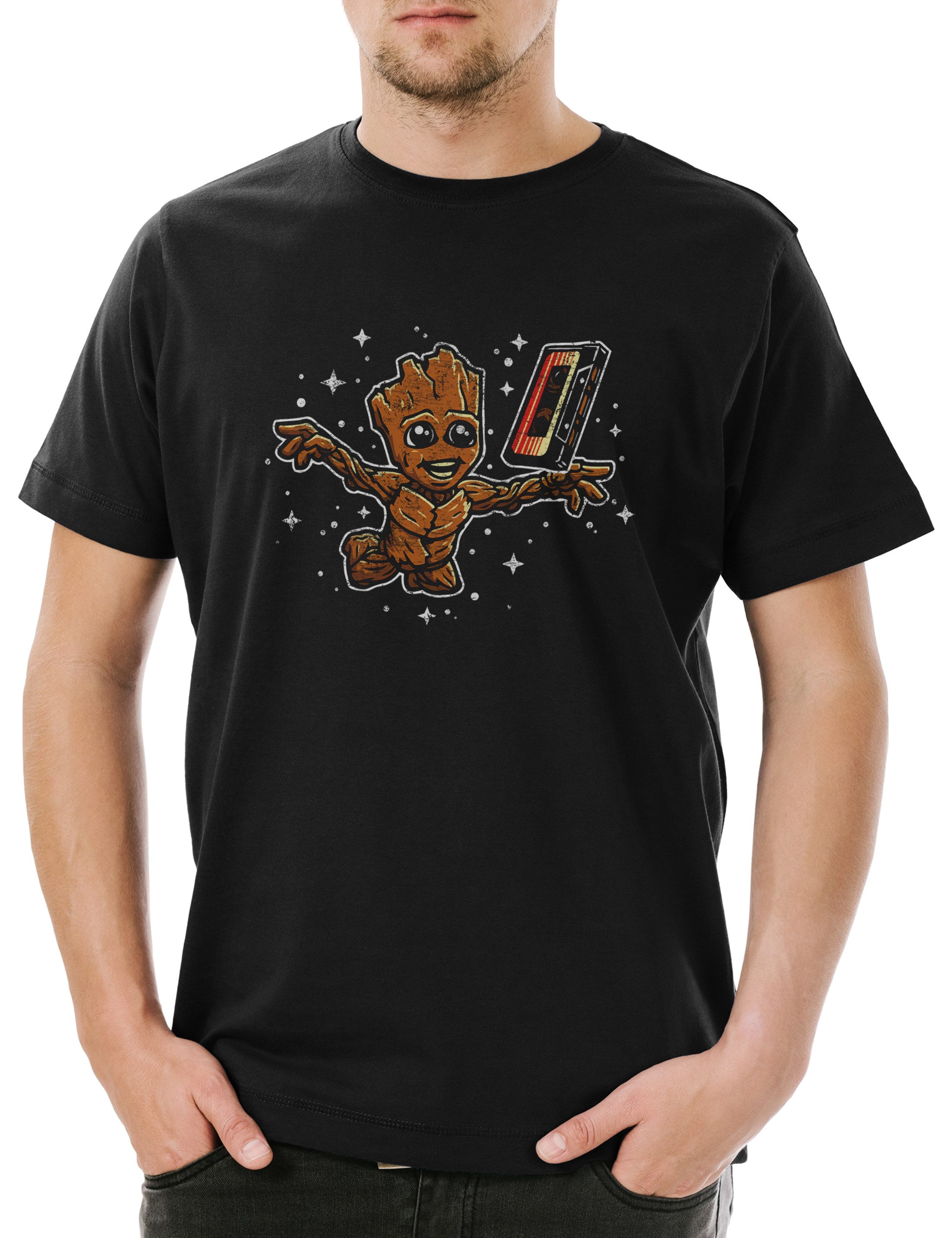 Print-Shirt Smells Like Tree Spirit Herren T-Shirt Guardians Fun Groot Baum Galaxy