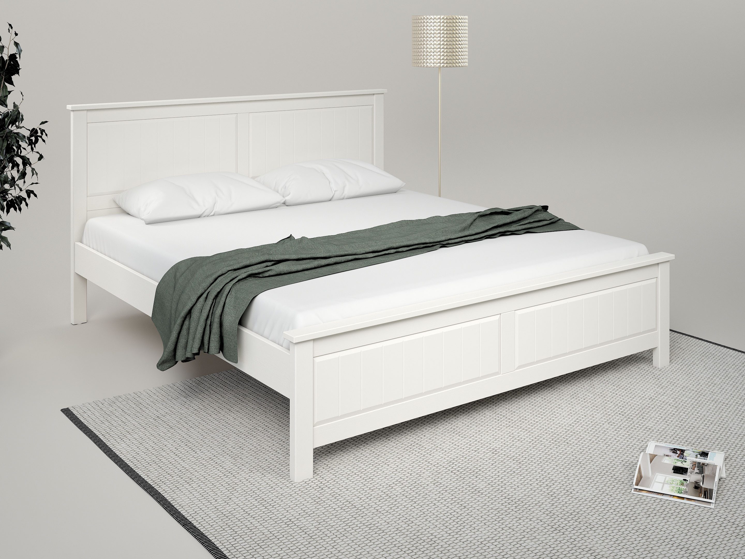 OTTO home Massivholzbett Northwood, Landhausstil, mit Lamellen und Kassetten, Made in EU (Liegefläche 180x200cm), inklusive Lattenrost, stilvolles Design, Schubkasten optional (748832)