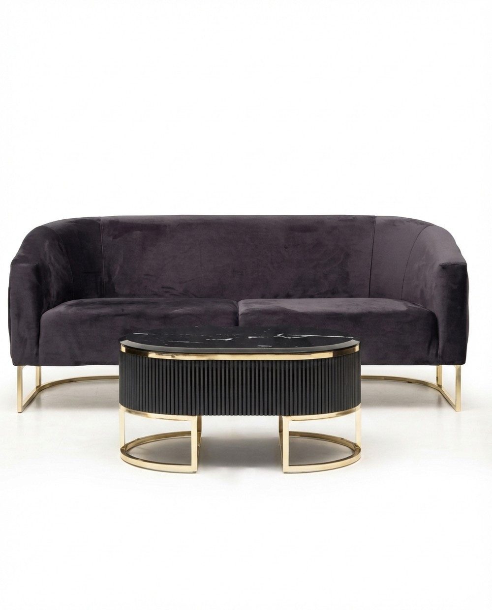 JVmoebel 3-Sitzer Bequemes 3-Sitzer Sofa Schwarz Textil Relax Couchtisch Wohnzimmer 1..., 2 Teile, Made in Europe