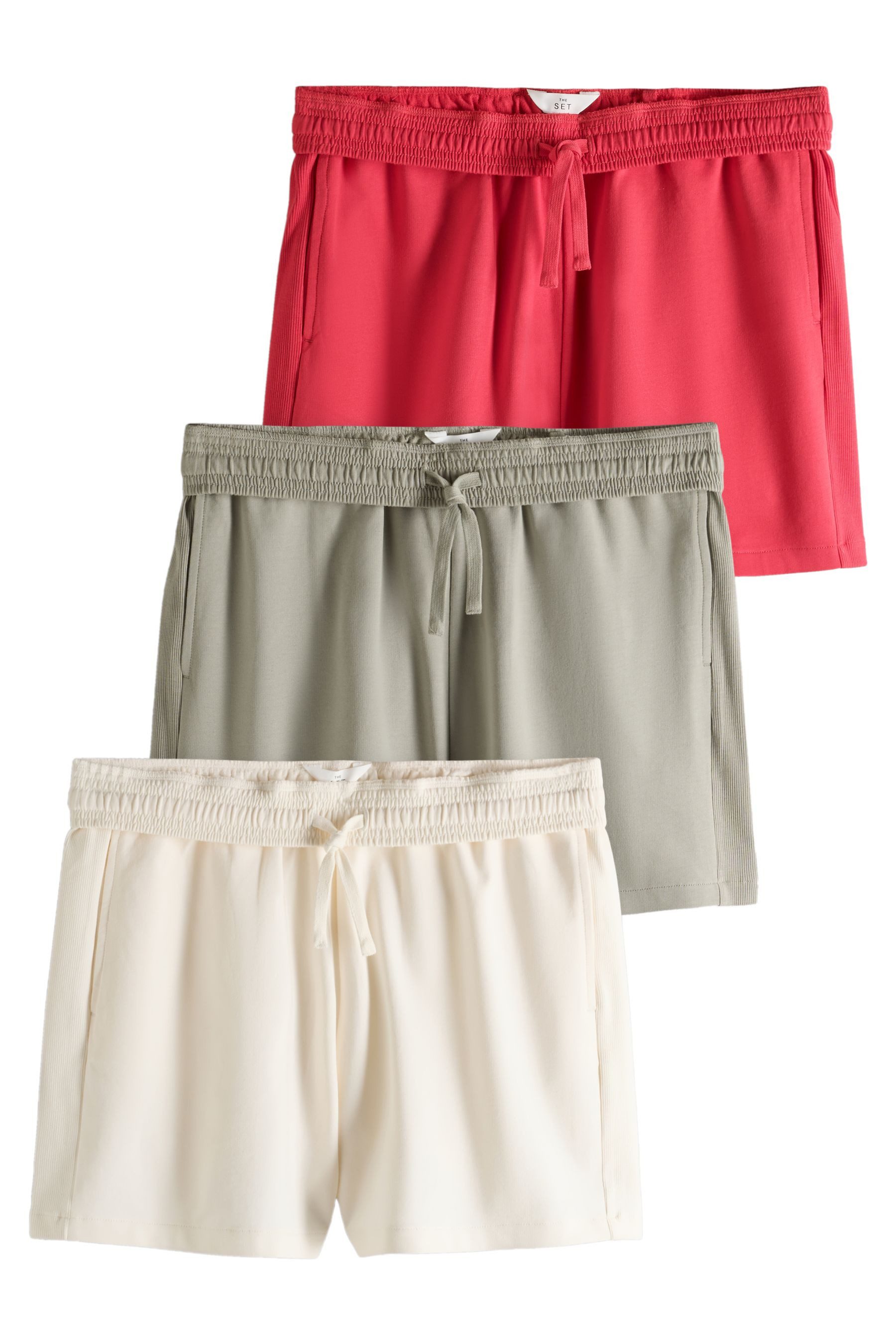 The Set Shorts The Set Sweatshorts mit Umschlagbund, 3er-Pack (3-tlg)