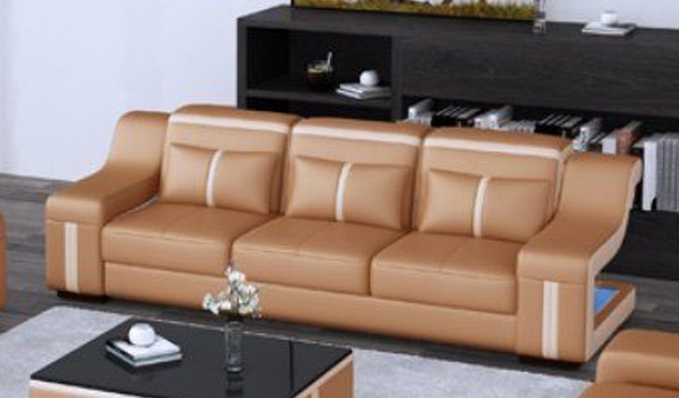 JVmoebel Sofa Dreisitzer Designer Sofa Couch 3 Sitz Polster Leder Couchen Big Sofas, Made in Europe