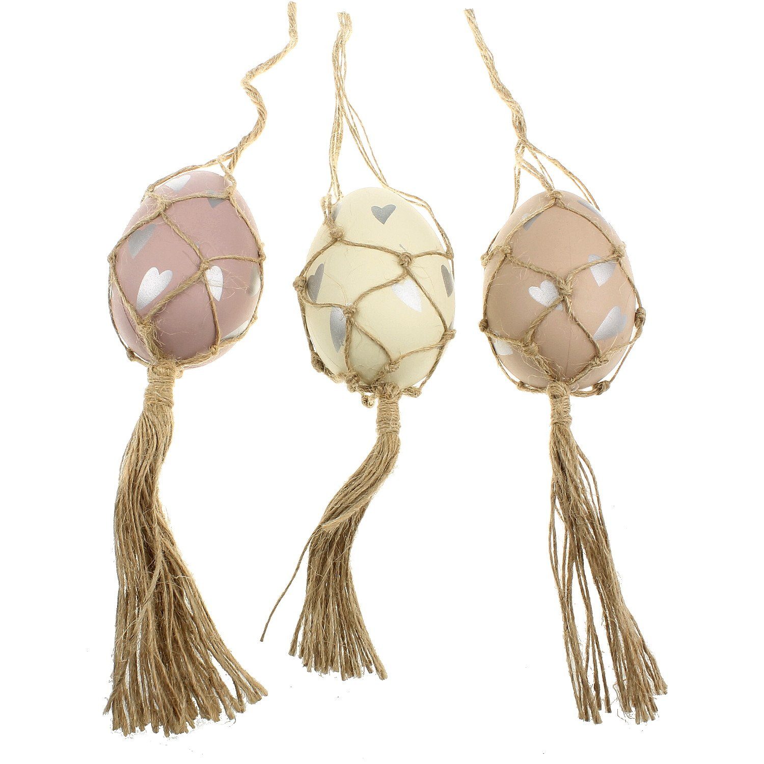 Macosa Home Hängedekoration Osterdeko Ei Osterdekoration Dekoeier Frühlingsdeko Osterei Hängedeko (3 St., Fensterdeko bunt), 3er Set Eier-Hänger mit Punkten zum Hängen Ostereier