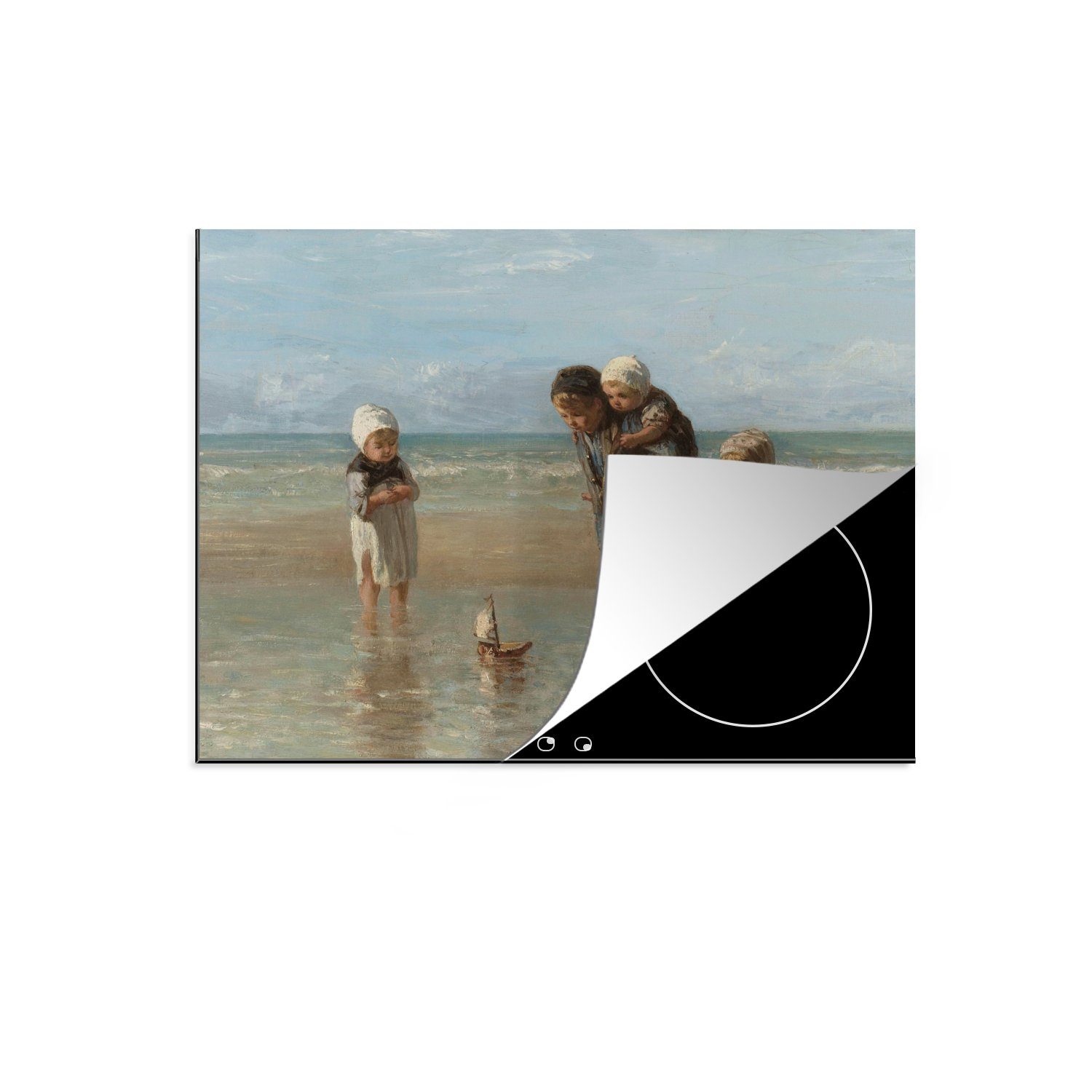 MuchoWow Herdblende-/Abdeckplatte Alte Meister - Kunst - Kinder des Meeres - Jozef Israëls, Vinyl, (1 tlg), 59x51 cm, Induktionsschutz, Induktionskochfeld, Ceranfeldabdeckung