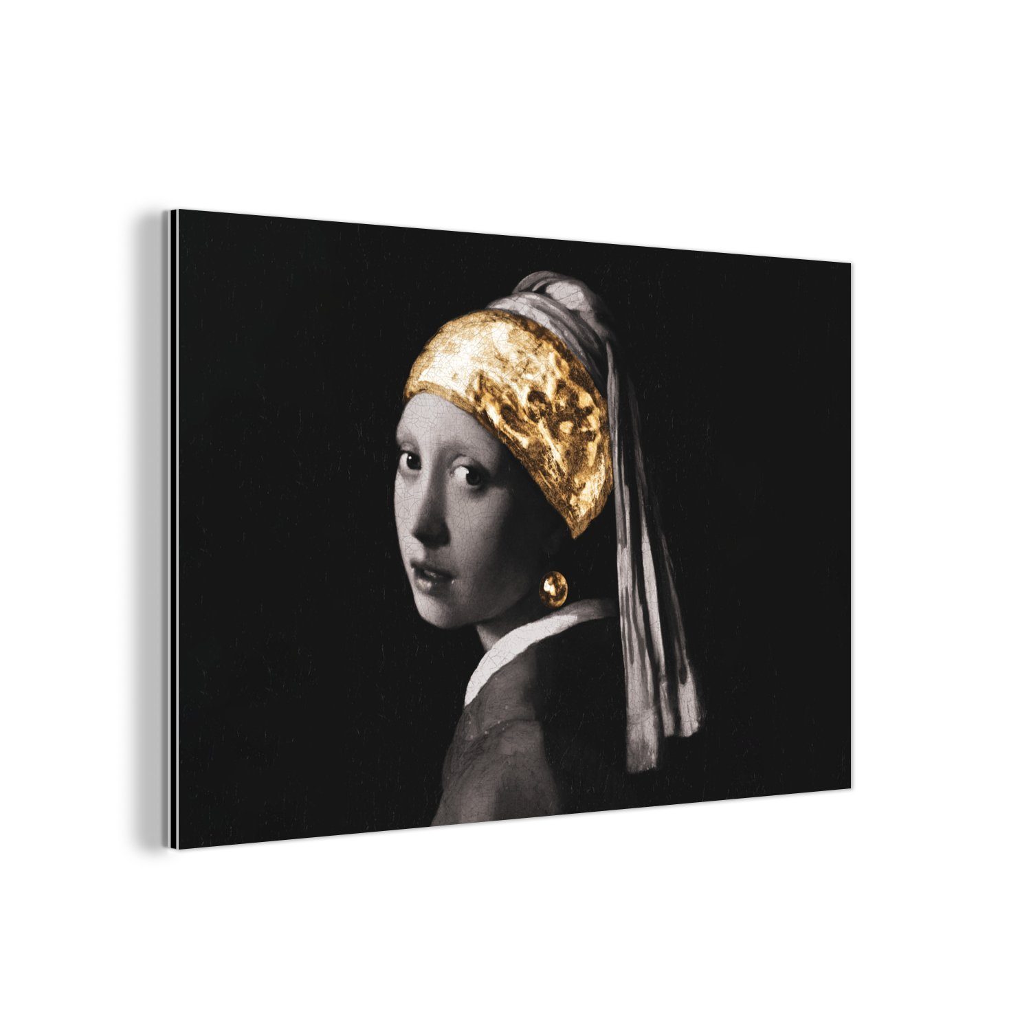 MuchoWow Metallbild Mädchen mit Perlenohrring - günstig online kaufen
