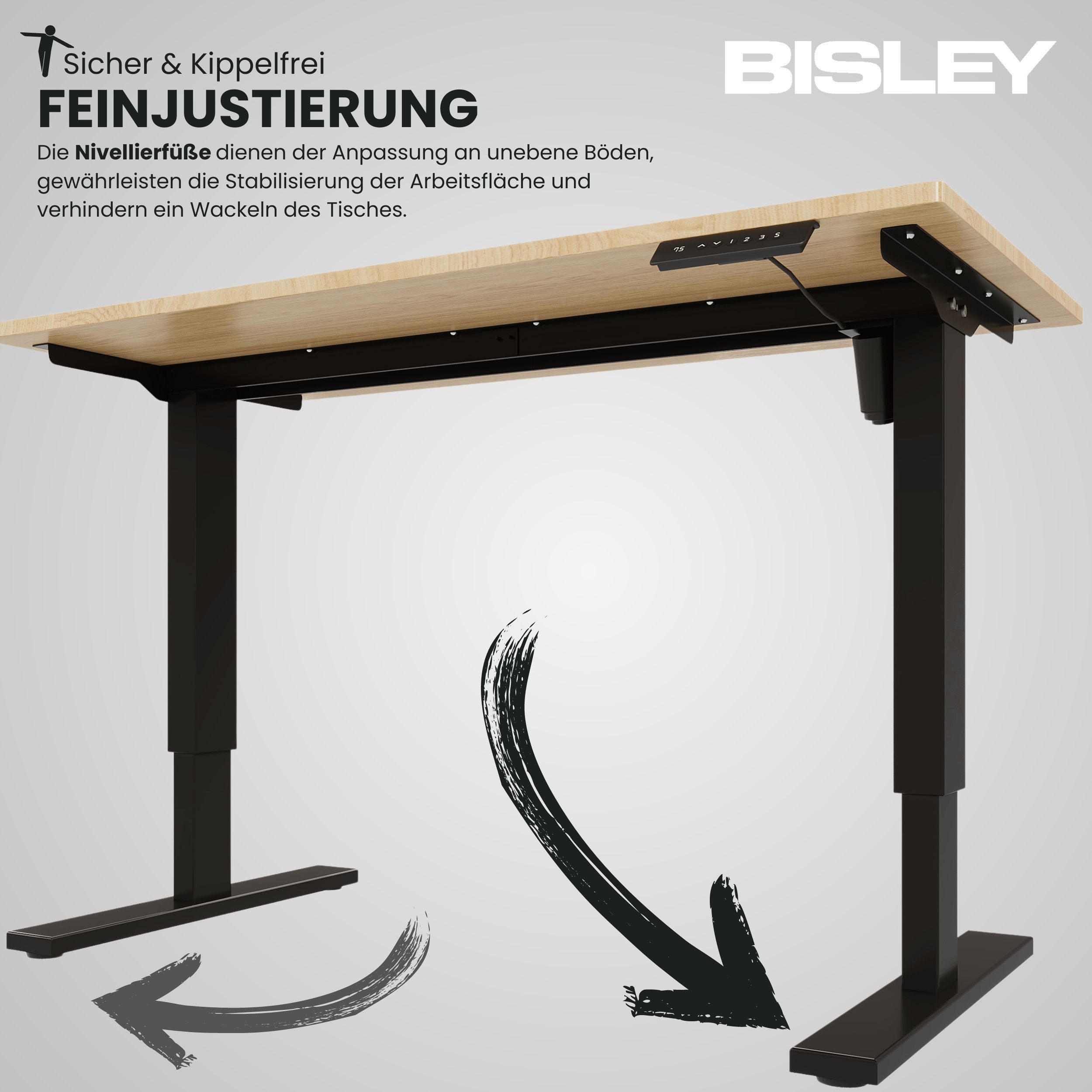 Bisley Schreibtisch E-StarterTech, in - Maße: H 74 x B 140 x T 60 cm