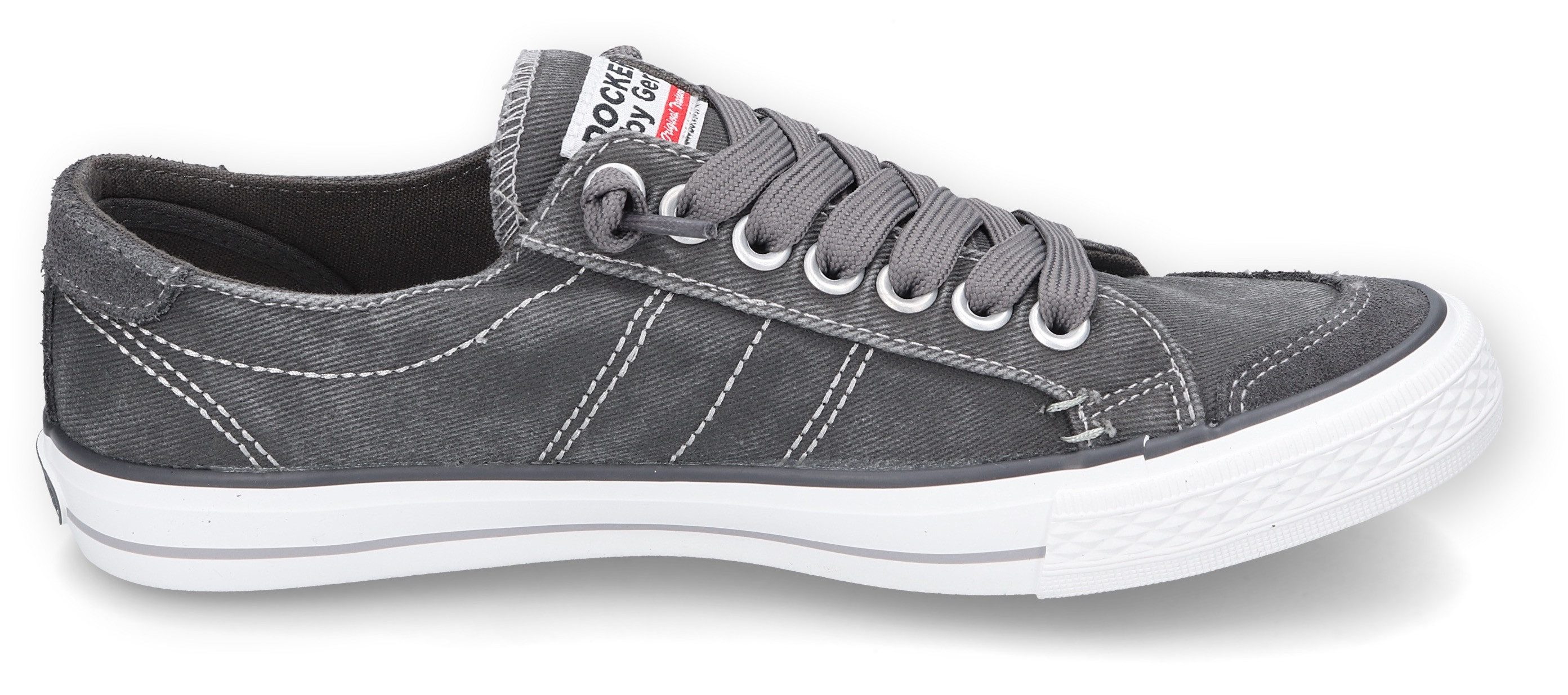 Dockers by Gerli Slip-On Sneaker, Freizeitschuh, Retro Sneaker, Fake Schnürung, in cooler Jeansoptik