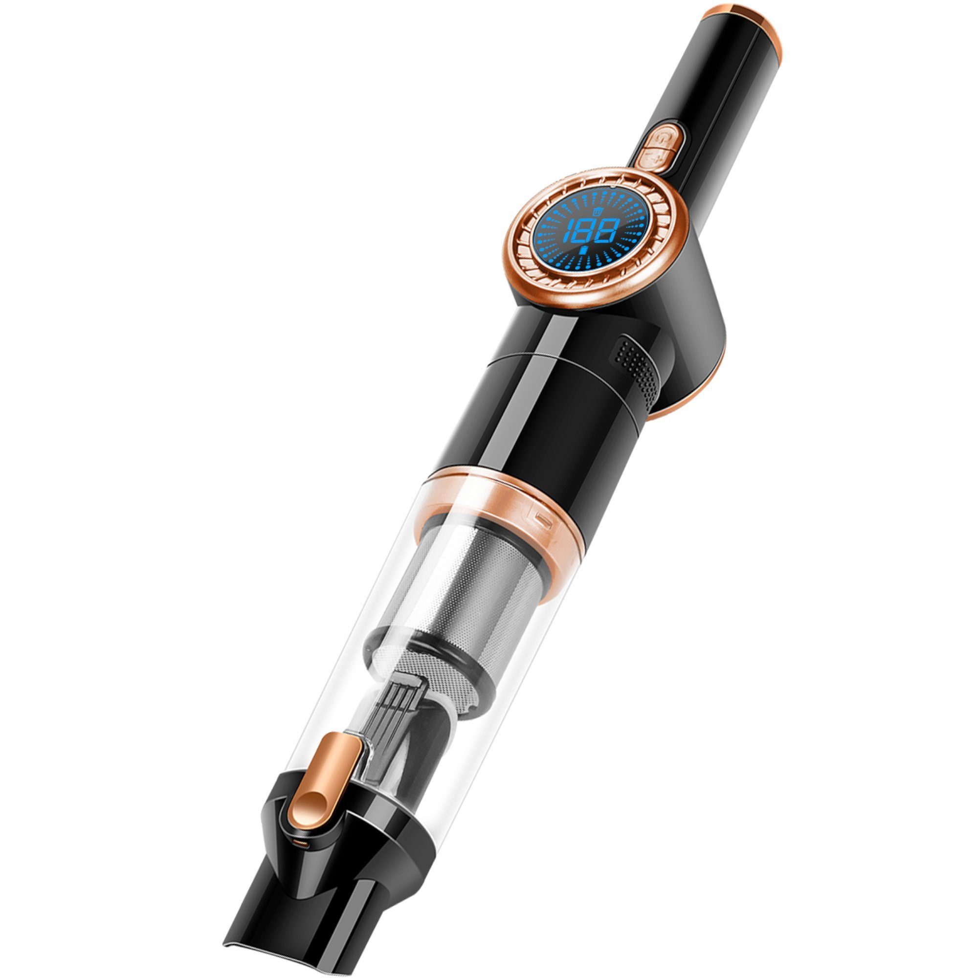 TurboTronic by Z-Line Handstaubsauger 15 kpa, 26 Min. Laufzeit, ultra-Leichtgewicht Boden Staubsauger, 90 W, beutellos, Akkustaubsauger mit Ladestation, Wandhalterung, Zubehörhalterung