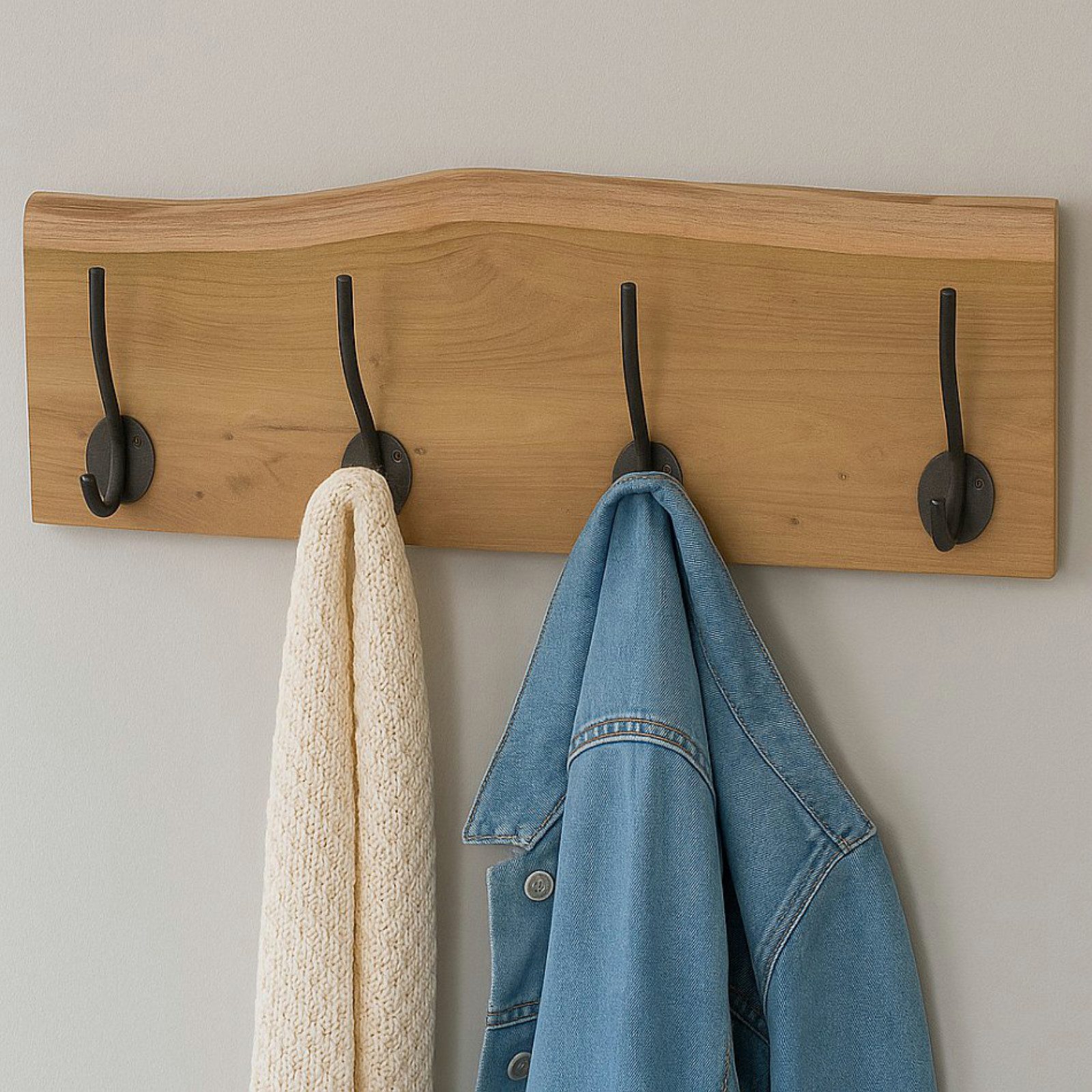 Koopman Wandgarderobe Kleidergarderobe Garderobe Teakholz 4 Haken 50 cm Lei günstig online kaufen