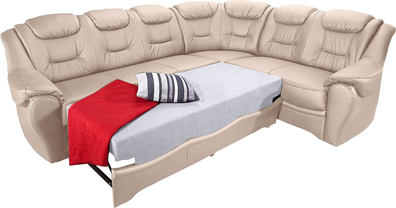 sit&more Ecksofa Bellevue L-Form, B: 265 cm, Bettfunktion optional, Federkernpolsterung, Komfortable Sitzhöhe 44 cm, Liegefläche 120 x 198 cm bei Bettfunktion