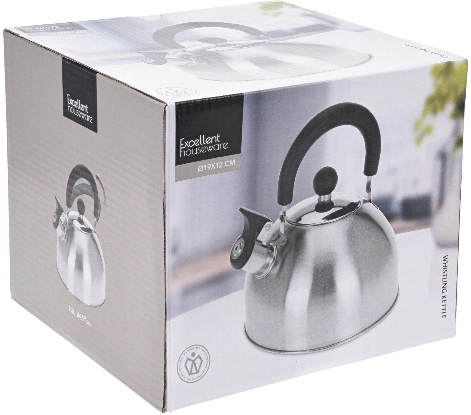Koopman Wasserkessel Wasserkocher Pfeifkessel 2,5 L Edelstahl Flötenkessel Ø 19 cm Küche, (1-tlg), 2,5L, Pfeifkessel, Wasserkocher, Edelstahl, Teekessel