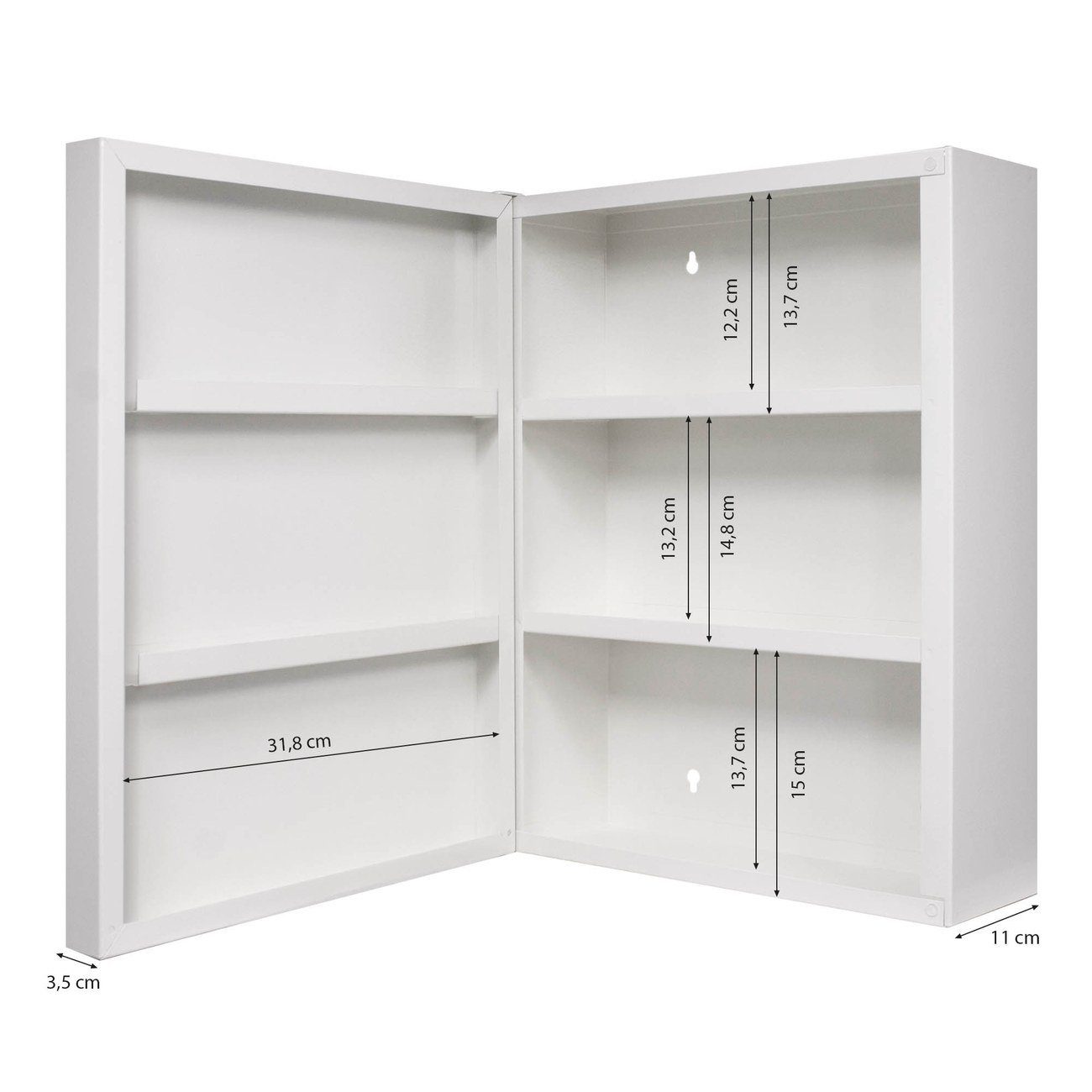 banjado weiß Zwei 3 (abschließbar, x Stahl große 35 kleine x Medizinschrank Zebras 15cm 46 und 2 Fächer)